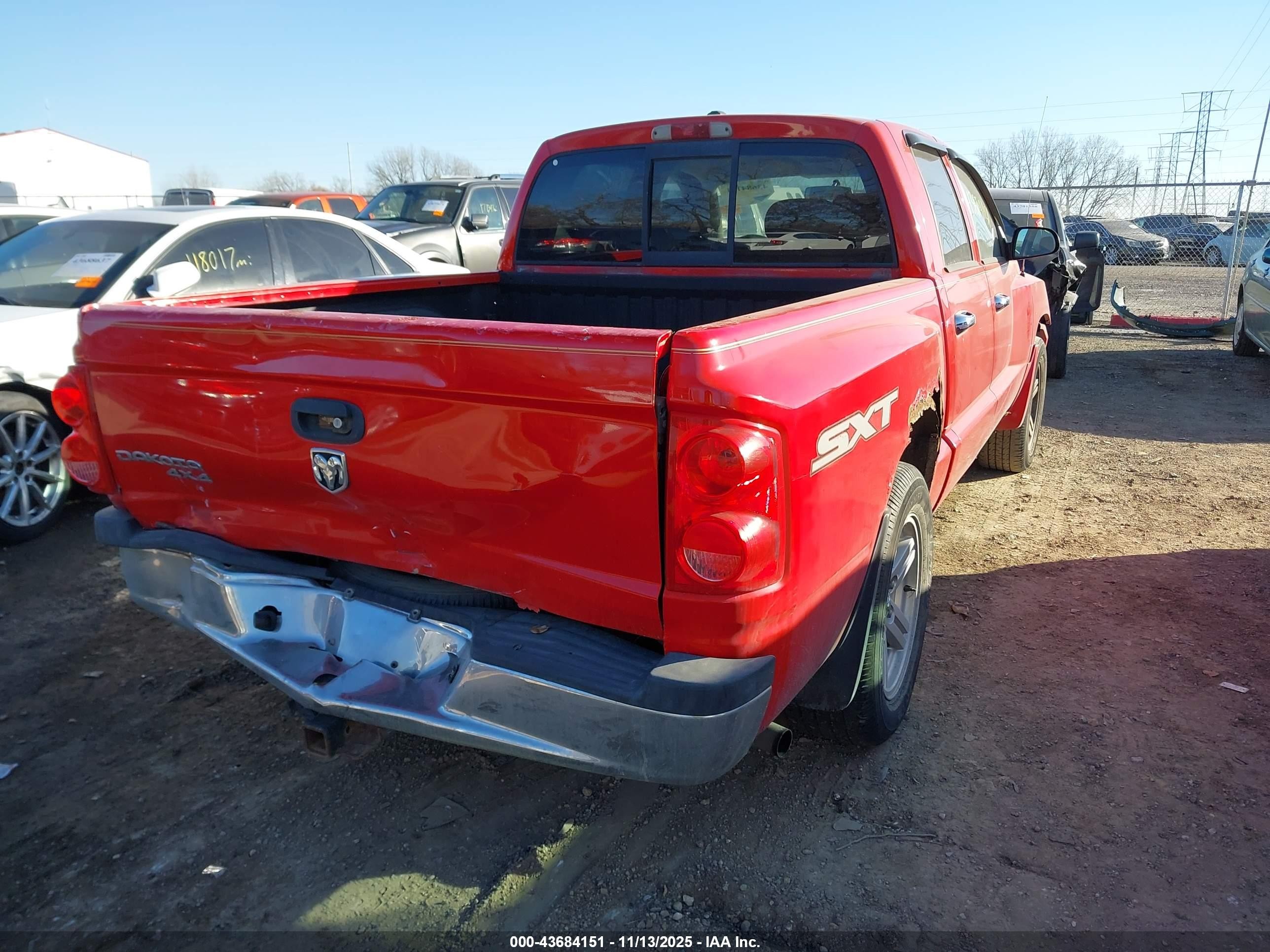2007 Dodge Dakota St Red vin: 1D7HW28KX7S269856