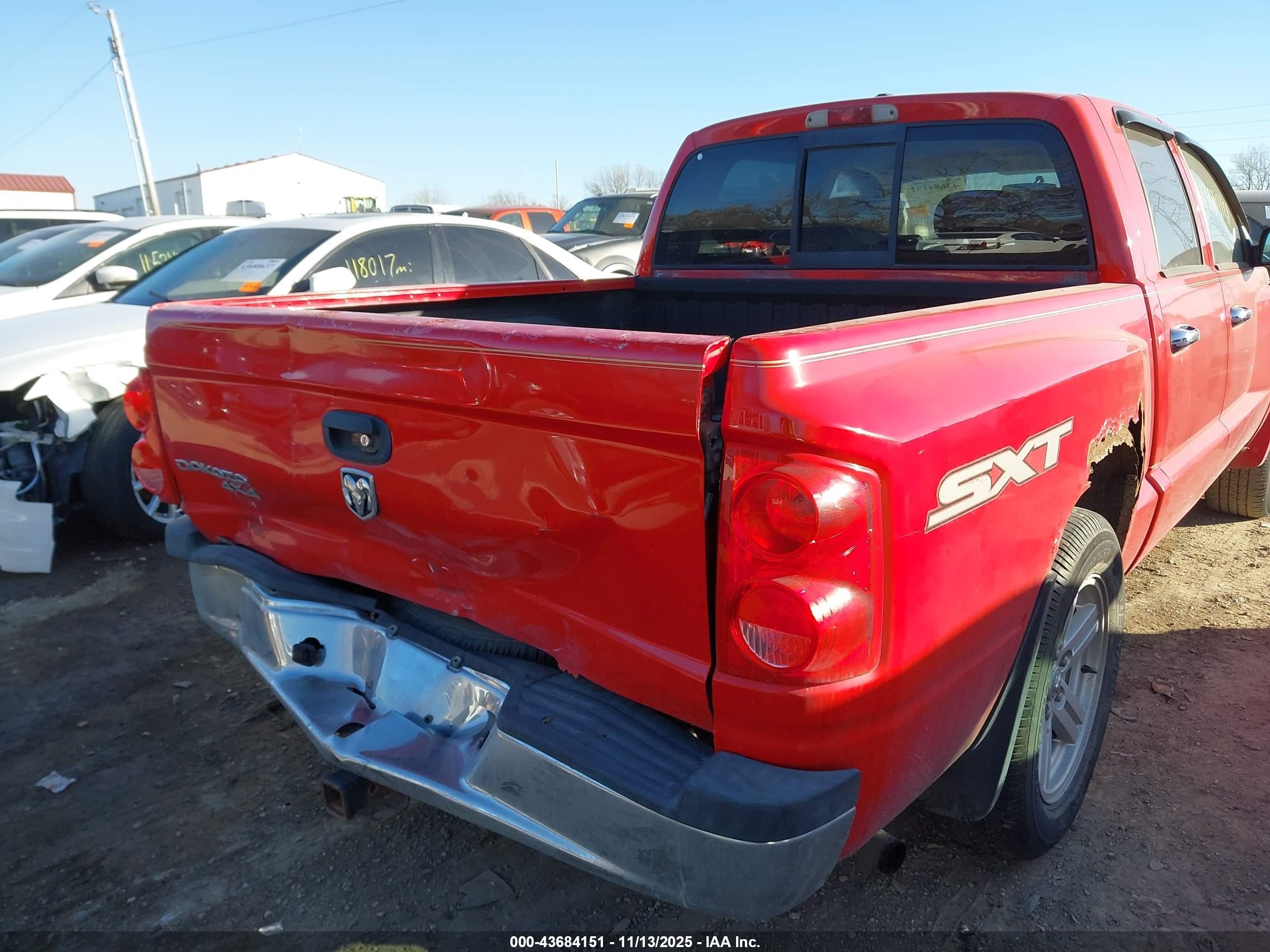 2007 Dodge Dakota St Red vin: 1D7HW28KX7S269856