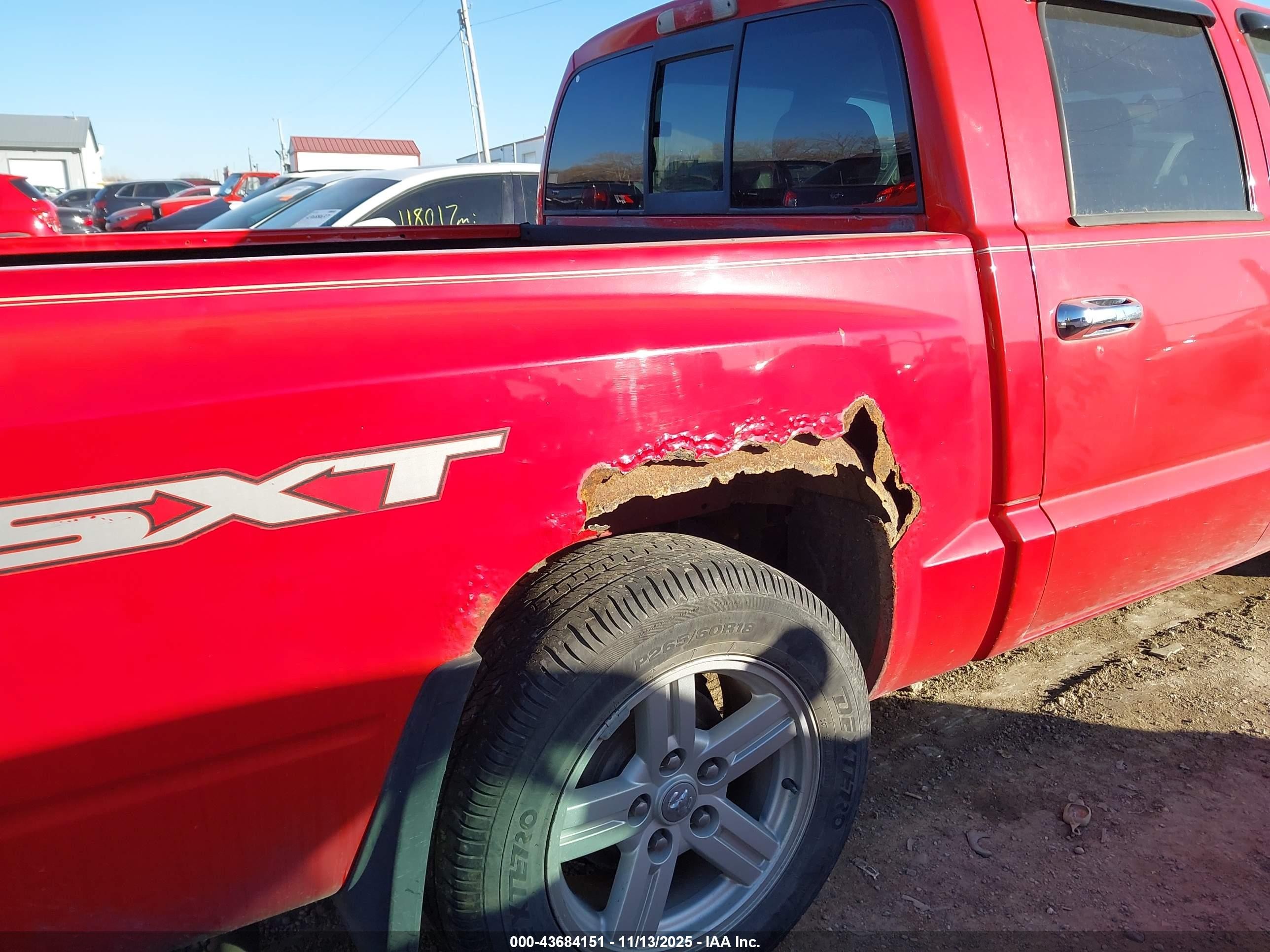 2007 Dodge Dakota St Red vin: 1D7HW28KX7S269856