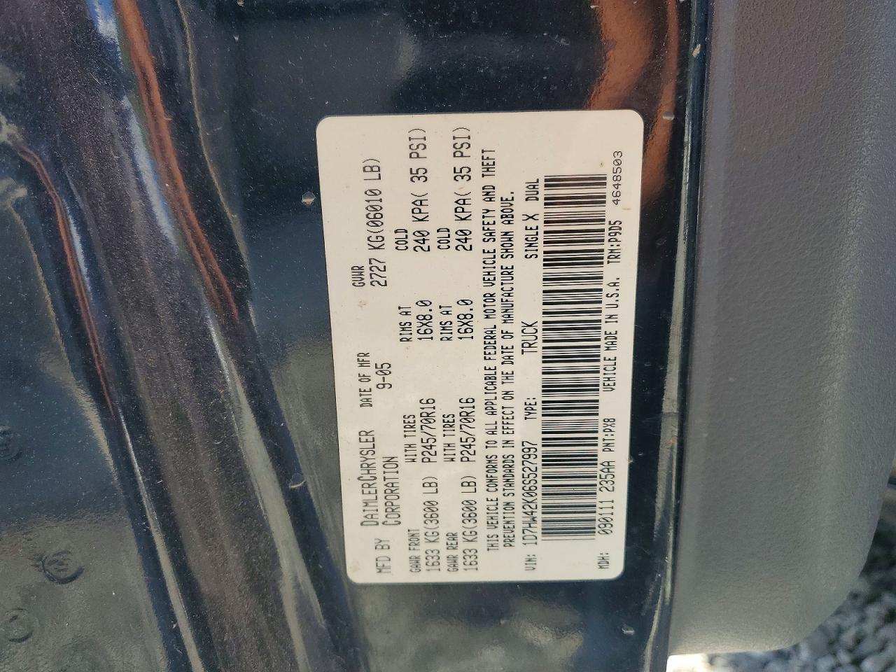 2006 Dodge Dakota Slt Black vin: 1D7HW42K06S527997