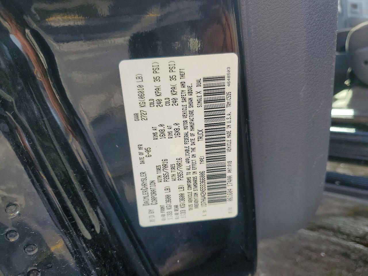 2005 Dodge Dakota Slt Black vin: 1D7HW42N55S366006