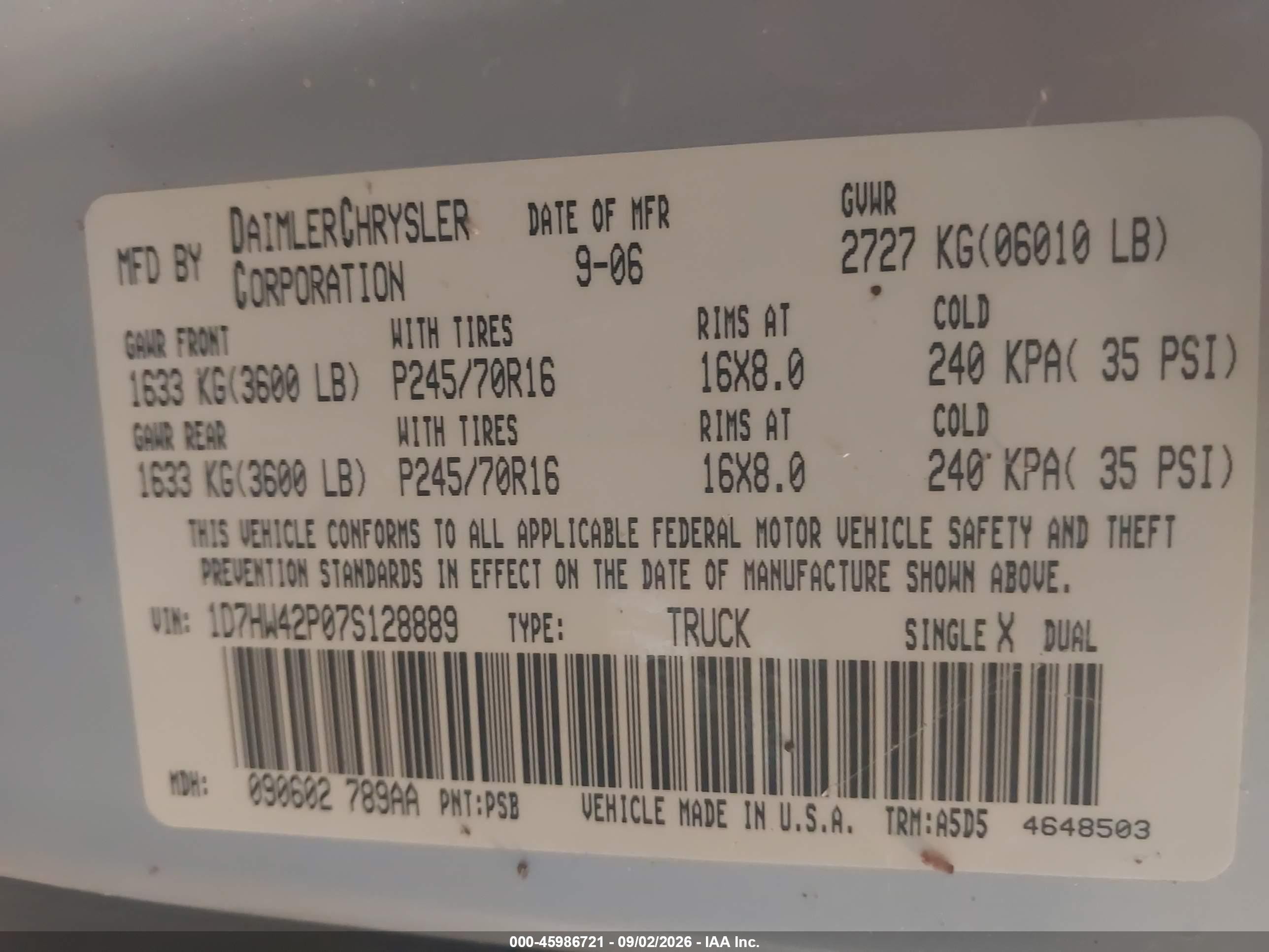 2007 Dodge Dakota Slt Gray vin: 1D7HW42P07S128889