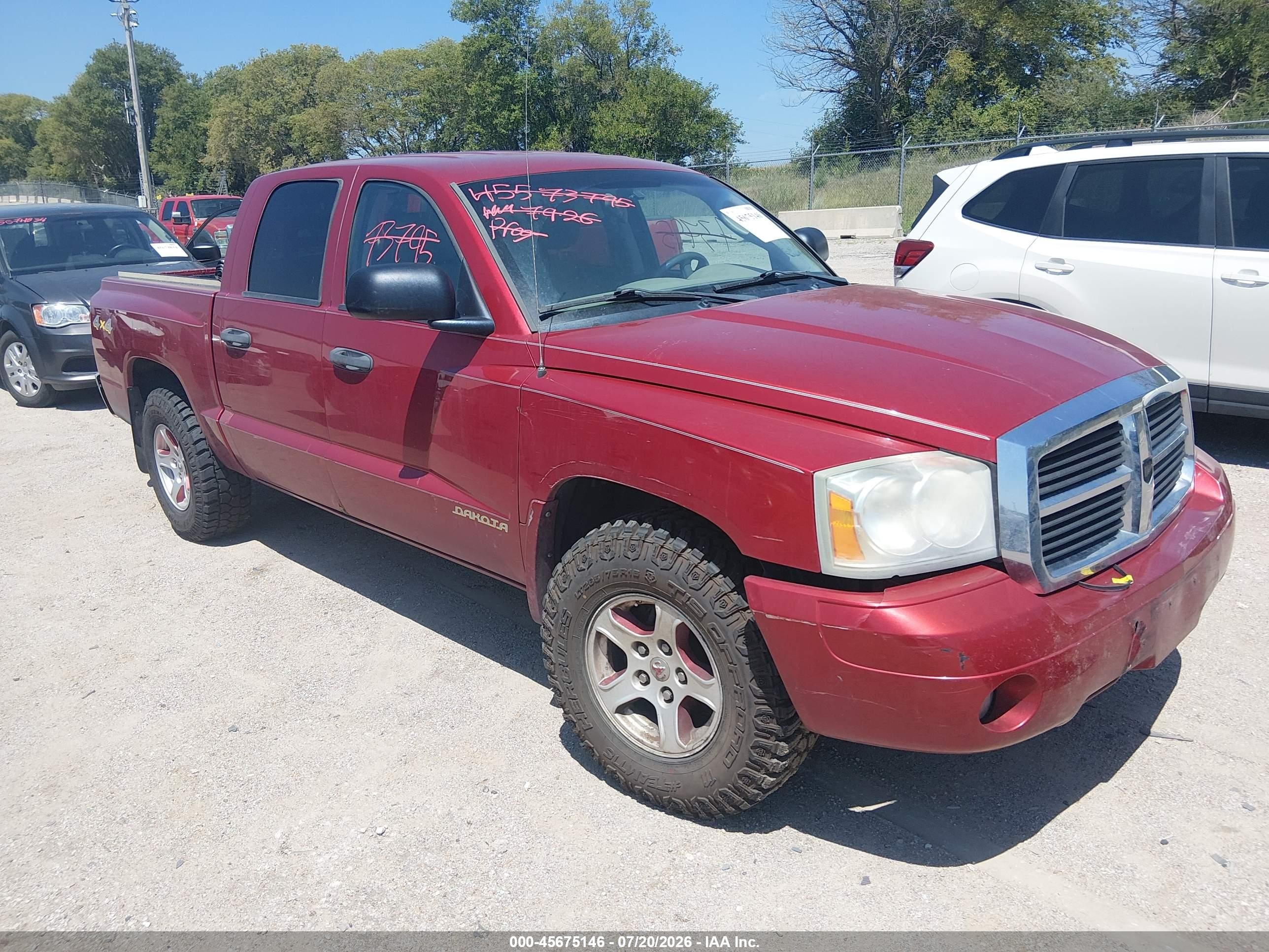 2006 Dodge Dakota Slt Red vin: 1D7HW48K36S664973