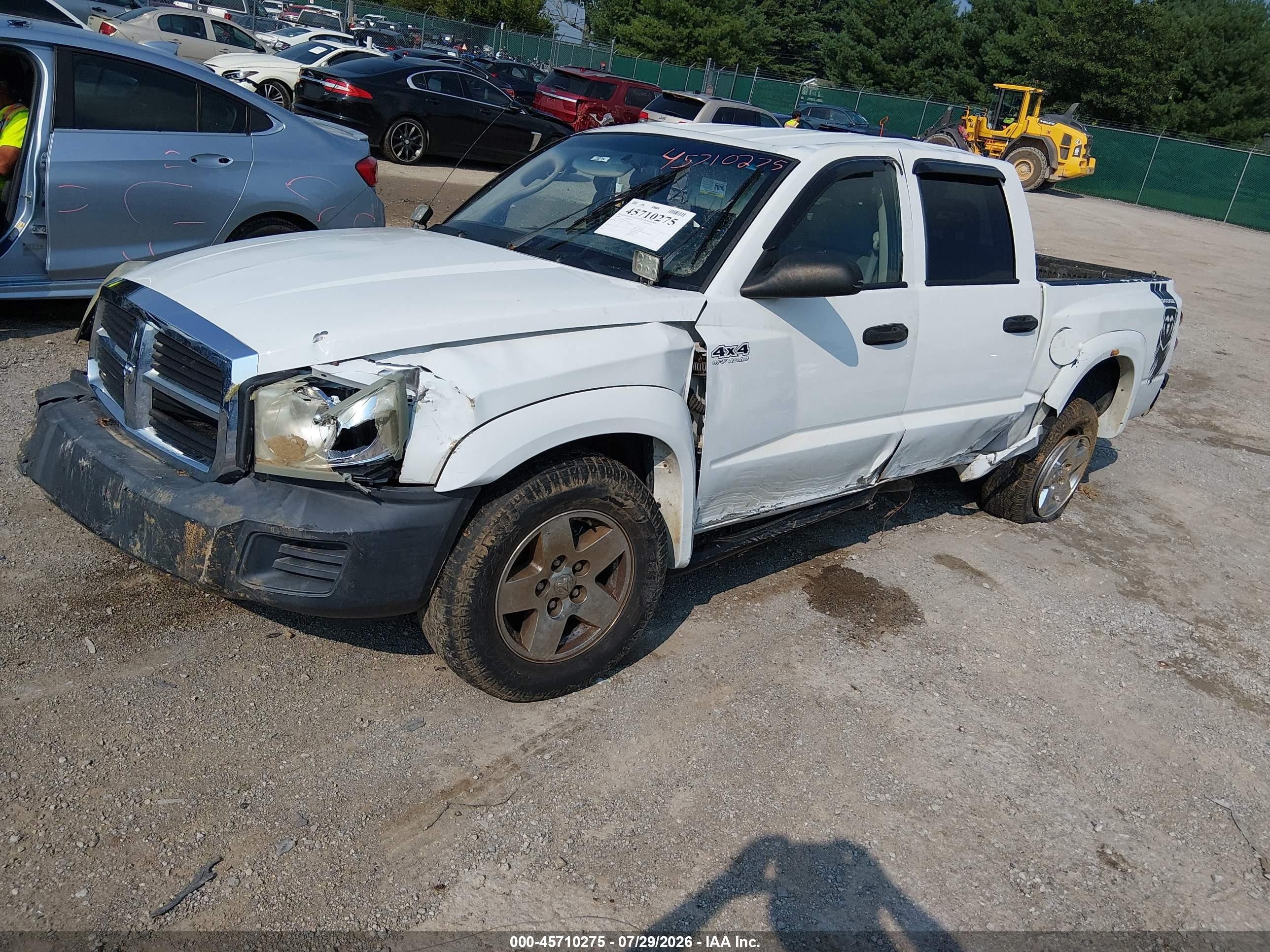 2007 Dodge Dakota Slt White vin: 1D7HW48K57S128933