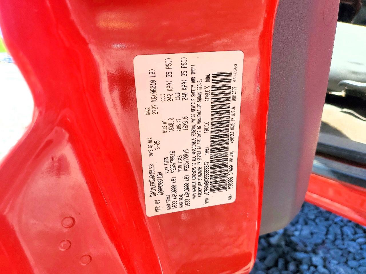 2005 Dodge Dakota Quad Slt Red vin: 1D7HW48N35S269247