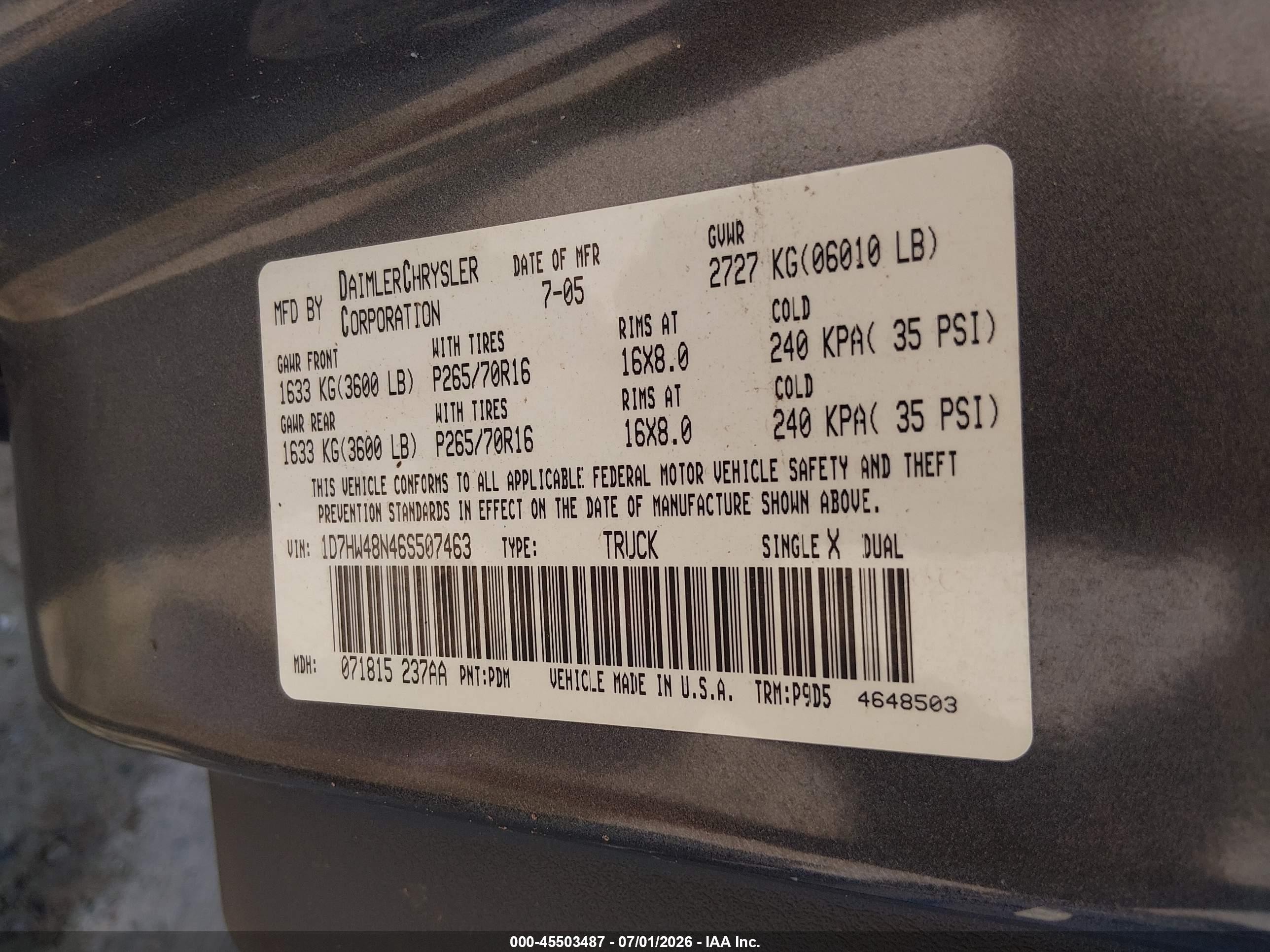 2006 Dodge Dakota Slt Gray vin: 1D7HW48N46S507463