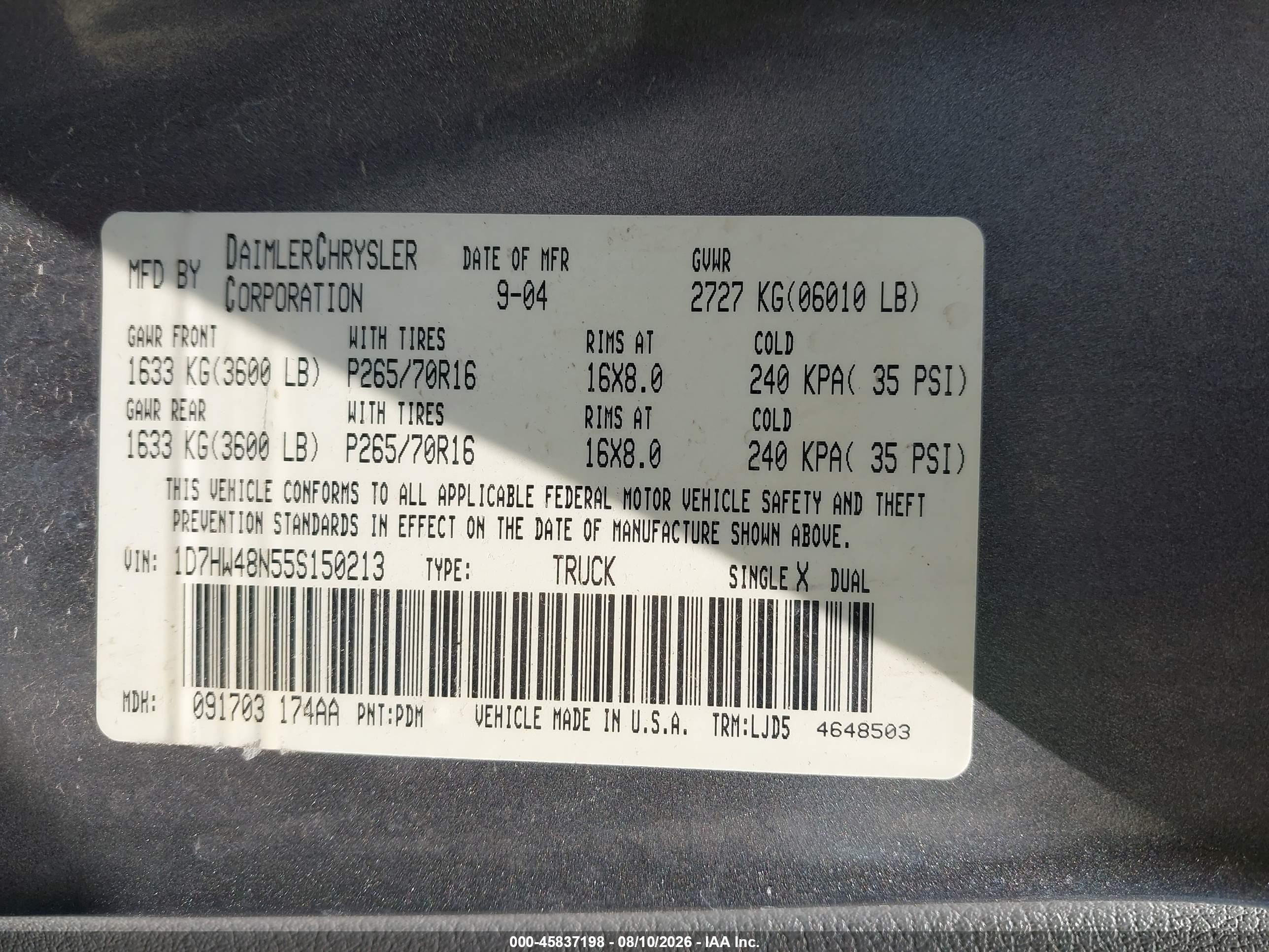 2005 Dodge Dakota Slt Gray vin: 1D7HW48N55S150213
