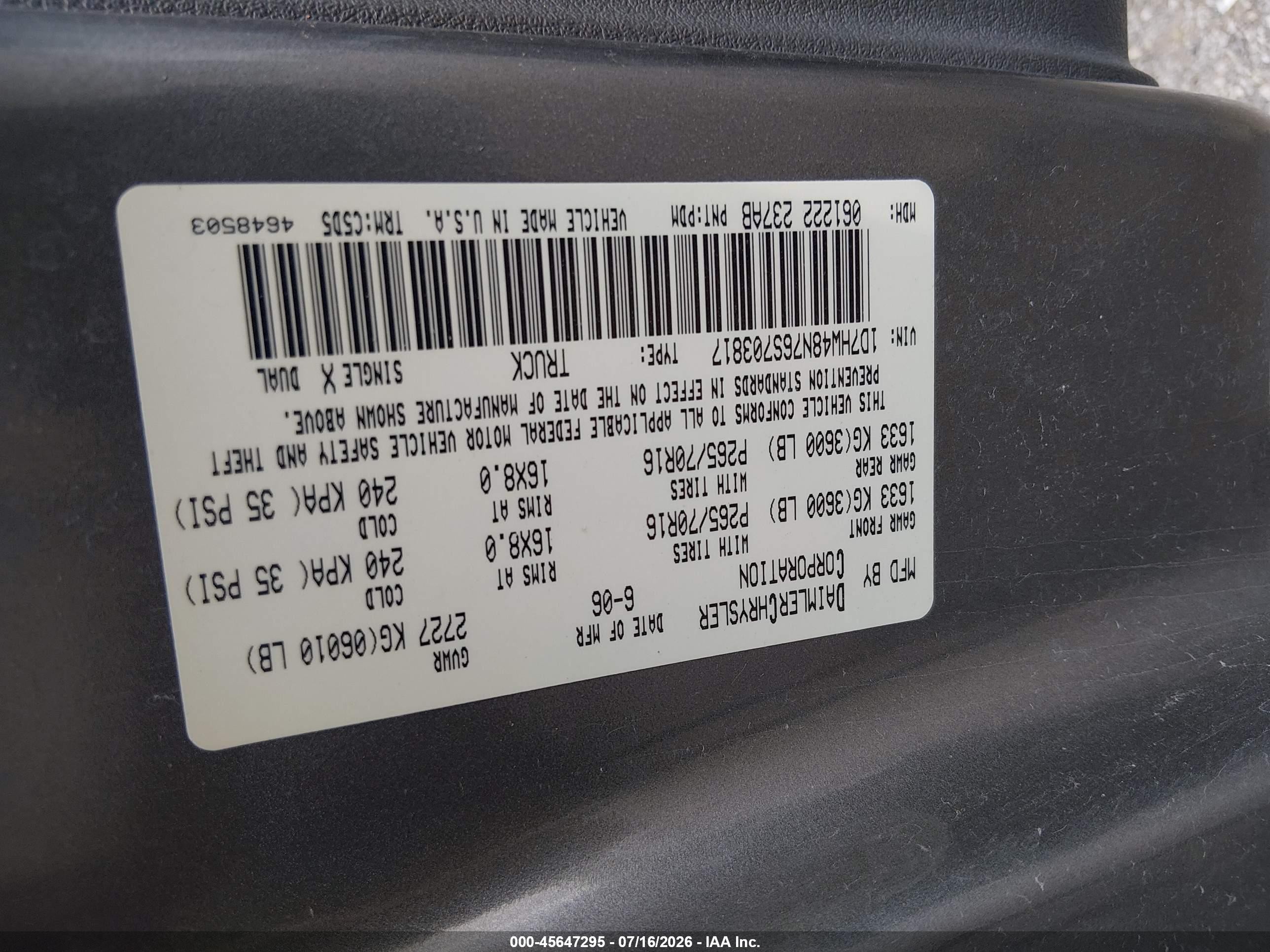 2006 Dodge Dakota Slt Серый vin: 1D7HW48N76S703817