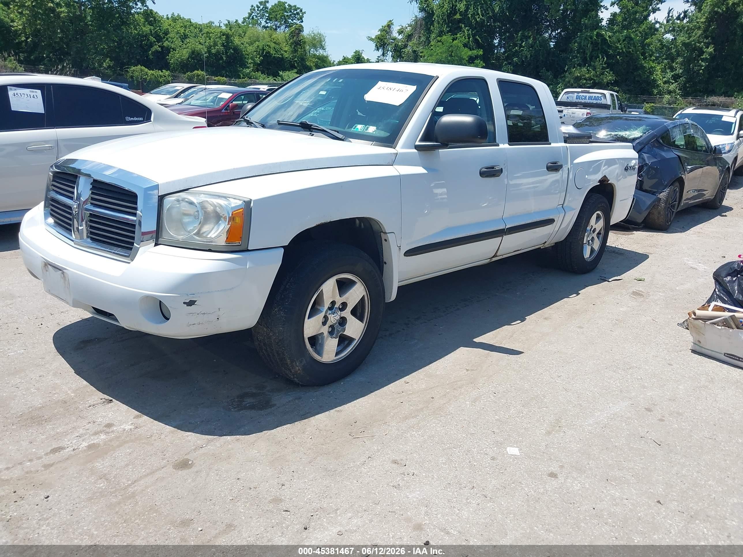 2006 Dodge Dakota Slt White vin: 1D7HW48N86S525478
