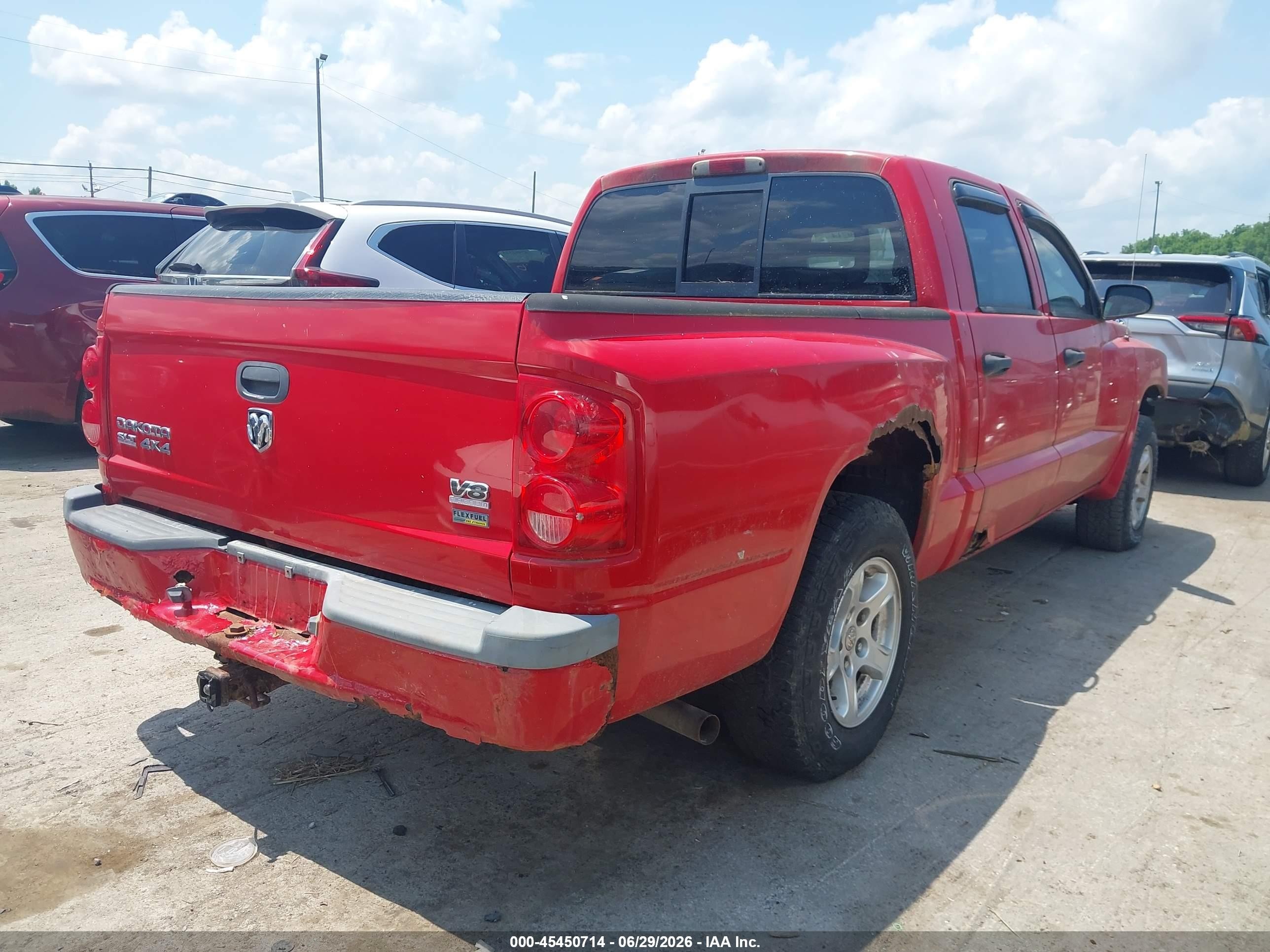 2007 Dodge Dakota Slt Red vin: 1D7HW48P27S199907
