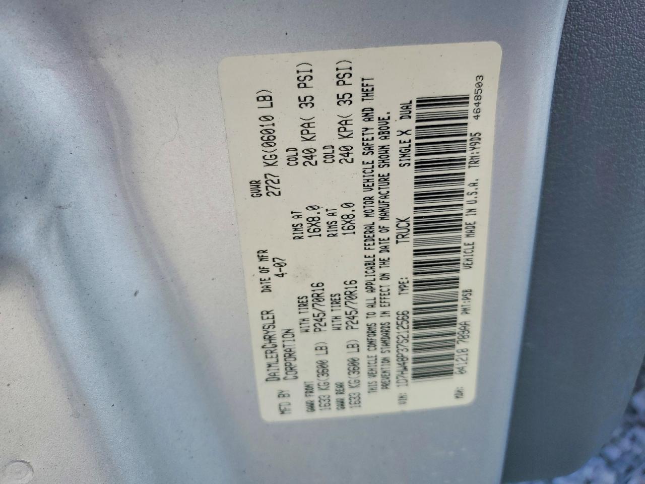 2007 Dodge Dakota Quad Slt Silver vin: 1D7HW48P37S212566