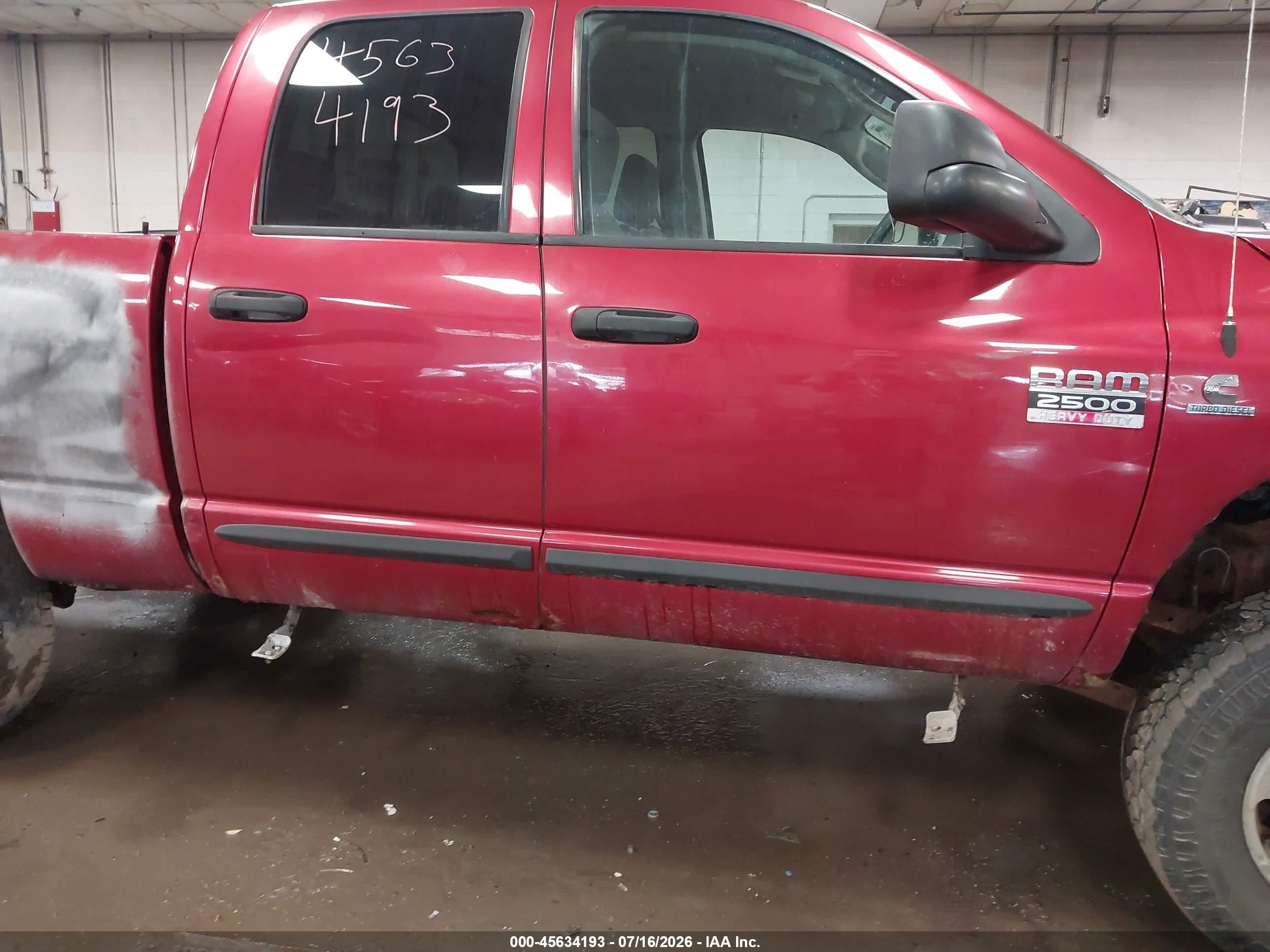 2007 Dodge Ram 2500 Slt/trx4 Off Road/sport/power Wagon Red vin: 1D7KS28A37J607094