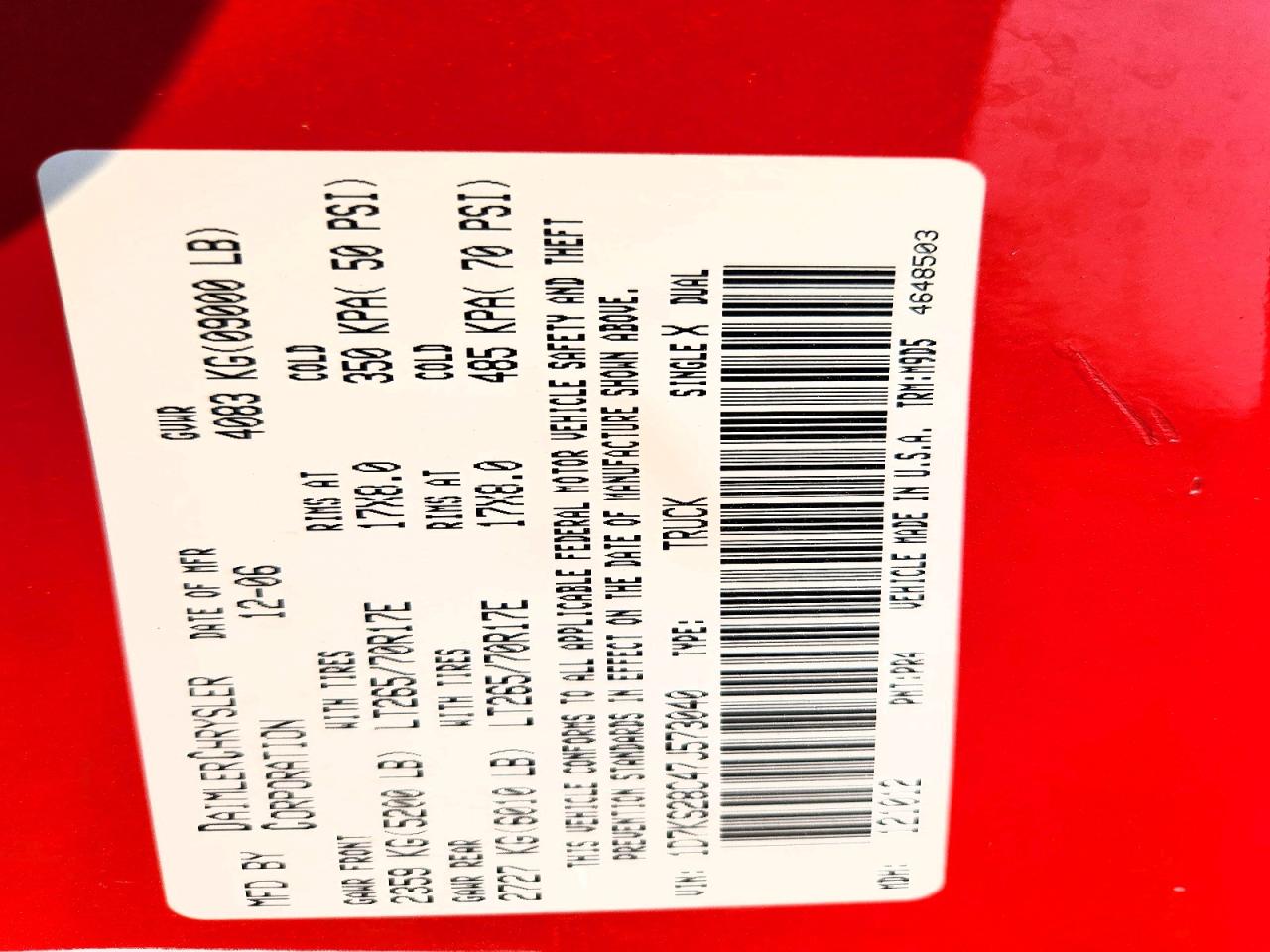 2007 Dodge Ram 2500 St Red vin: 1D7KS28C47J573040