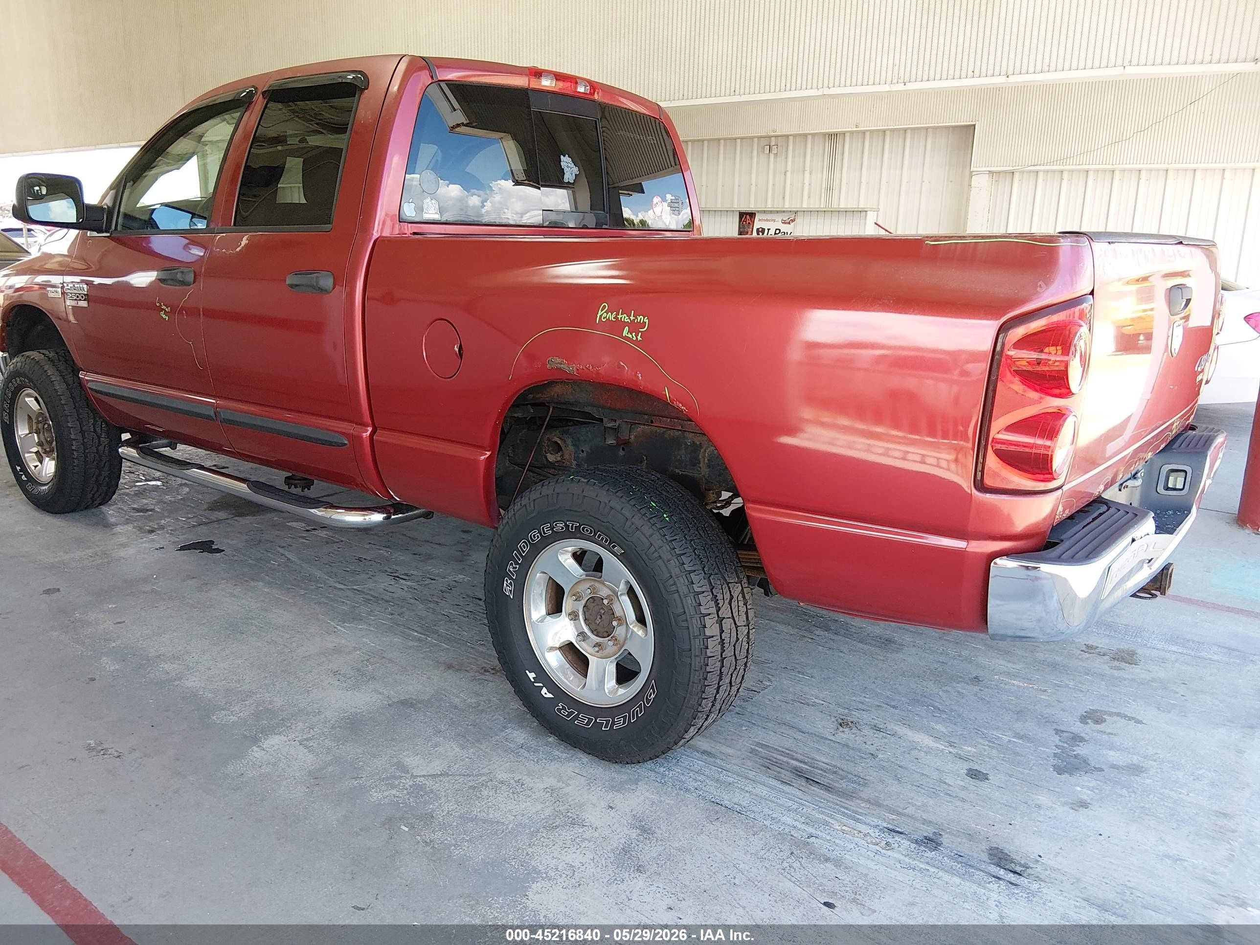 2007 Dodge Ram 2500 Slt/trx4 Off Road/sport/power Wagon Красный vin: 1D7KS28D07J595593