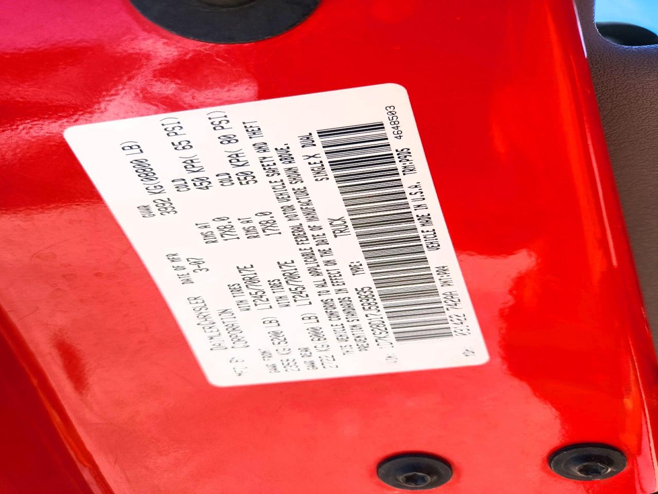 2007 Dodge Ram 2500 St Red vin: 1D7KS28D17J589835