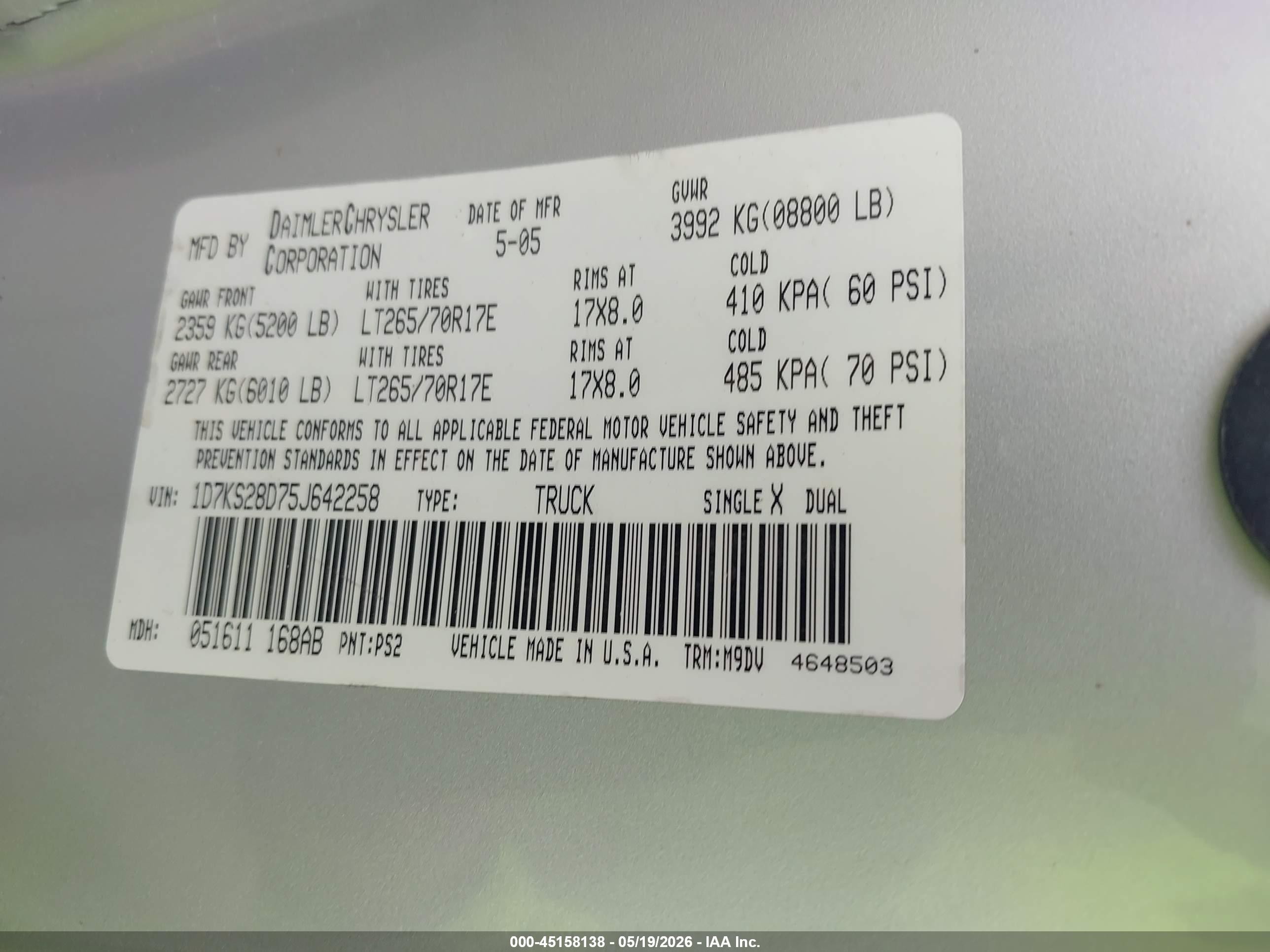 2005 Dodge Ram 2500 Slt/laramie Silver vin: 1D7KS28D75J642258