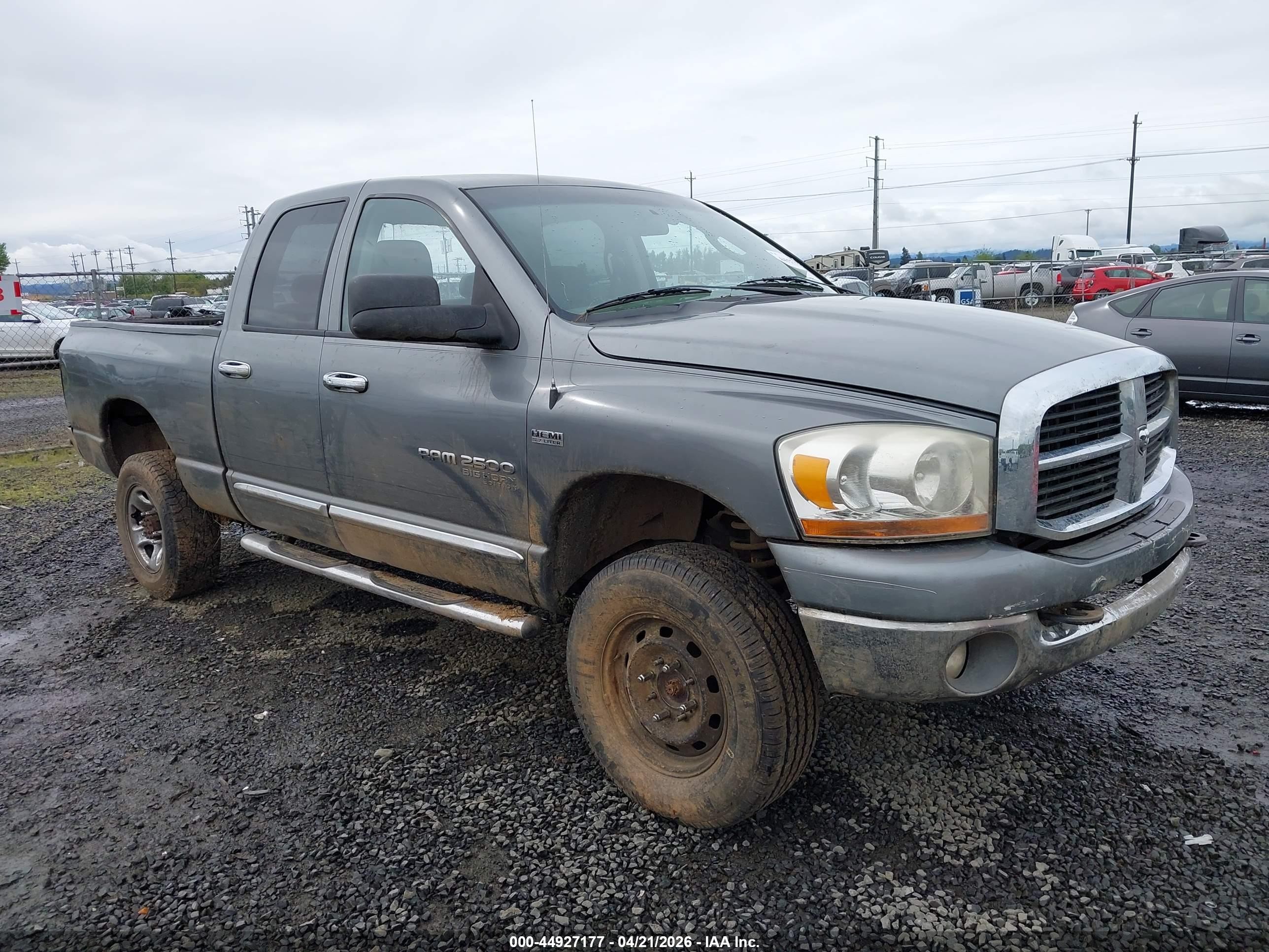 2006 Dodge Ram 2500 Slt/trx4 Off Road/sport/power Wagon Gray vin: 1D7KS28D76J222081