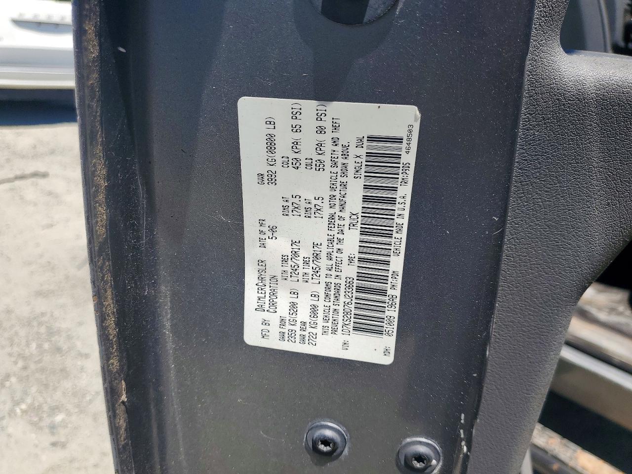 2006 Dodge Ram 2500 St Gray vin: 1D7KS28D76J233663