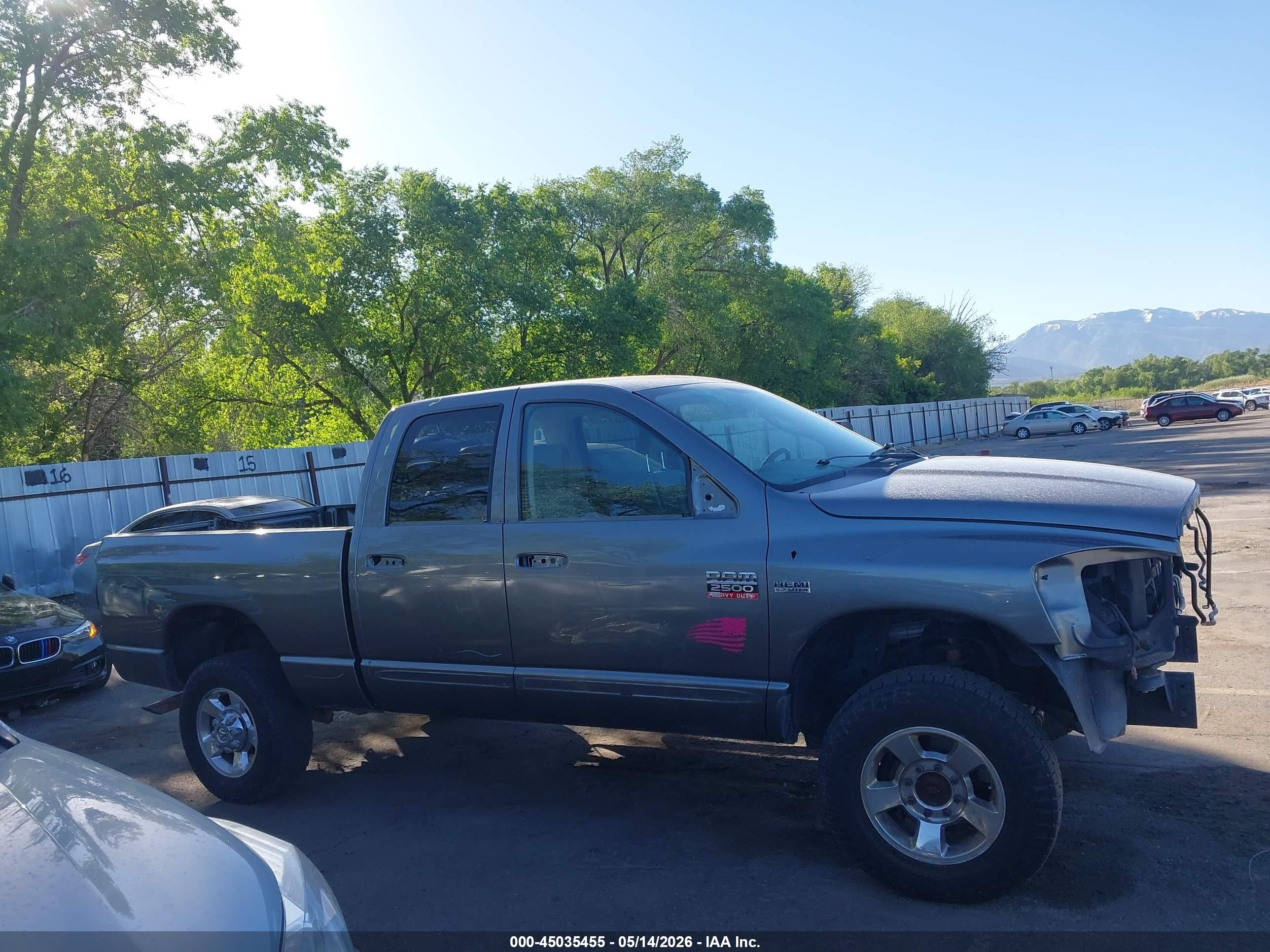 2007 Dodge Ram 2500 Slt/trx4 Off Road/sport/power Wagon Gray vin: 1D7KS28D77J504531