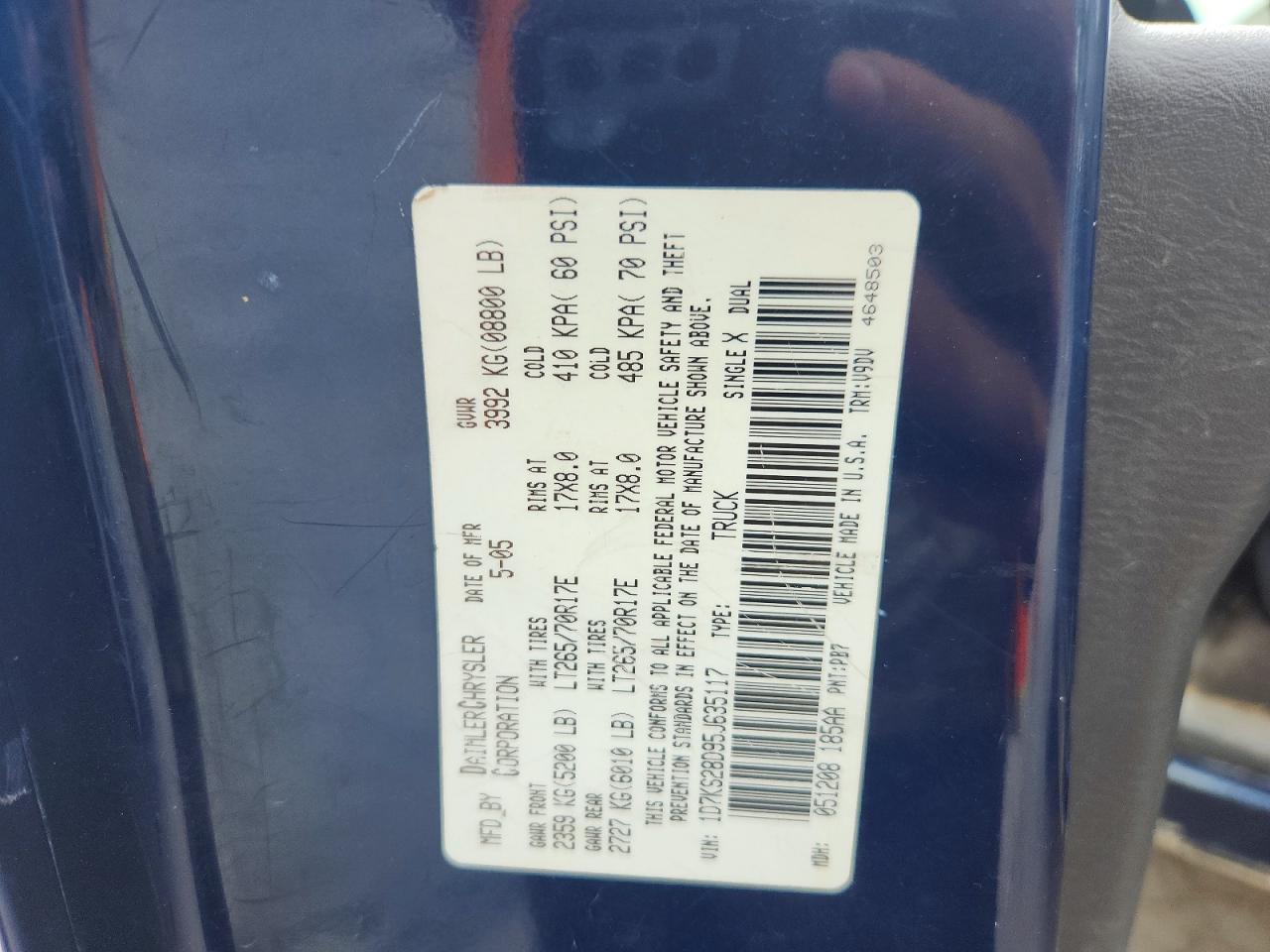 2005 Dodge Ram 2500 St Blue vin: 1D7KS28D95J635117