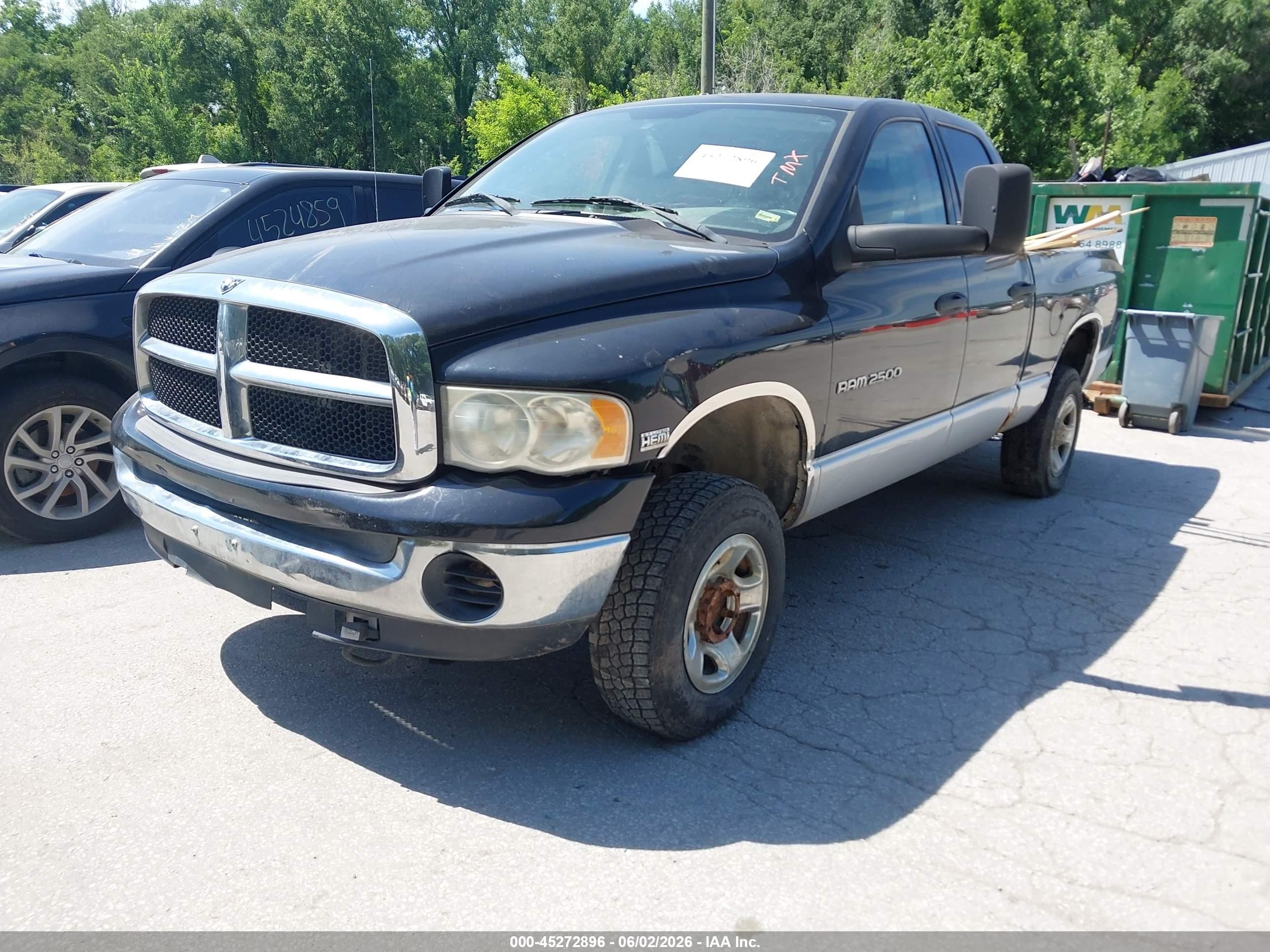 2004 Dodge Ram 2500 Slt/laramie Black vin: 1D7KU28DX4J269967