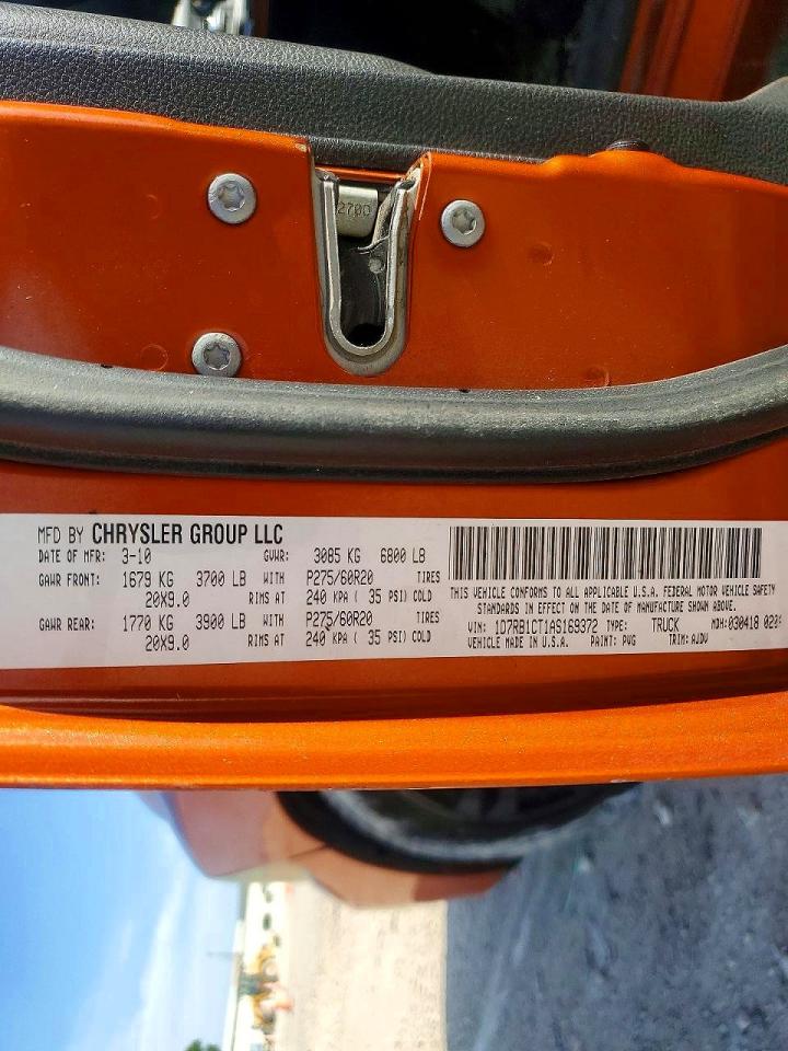 2010 Dodge Ram 1500 Orange vin: 1D7RB1CT1AS169372