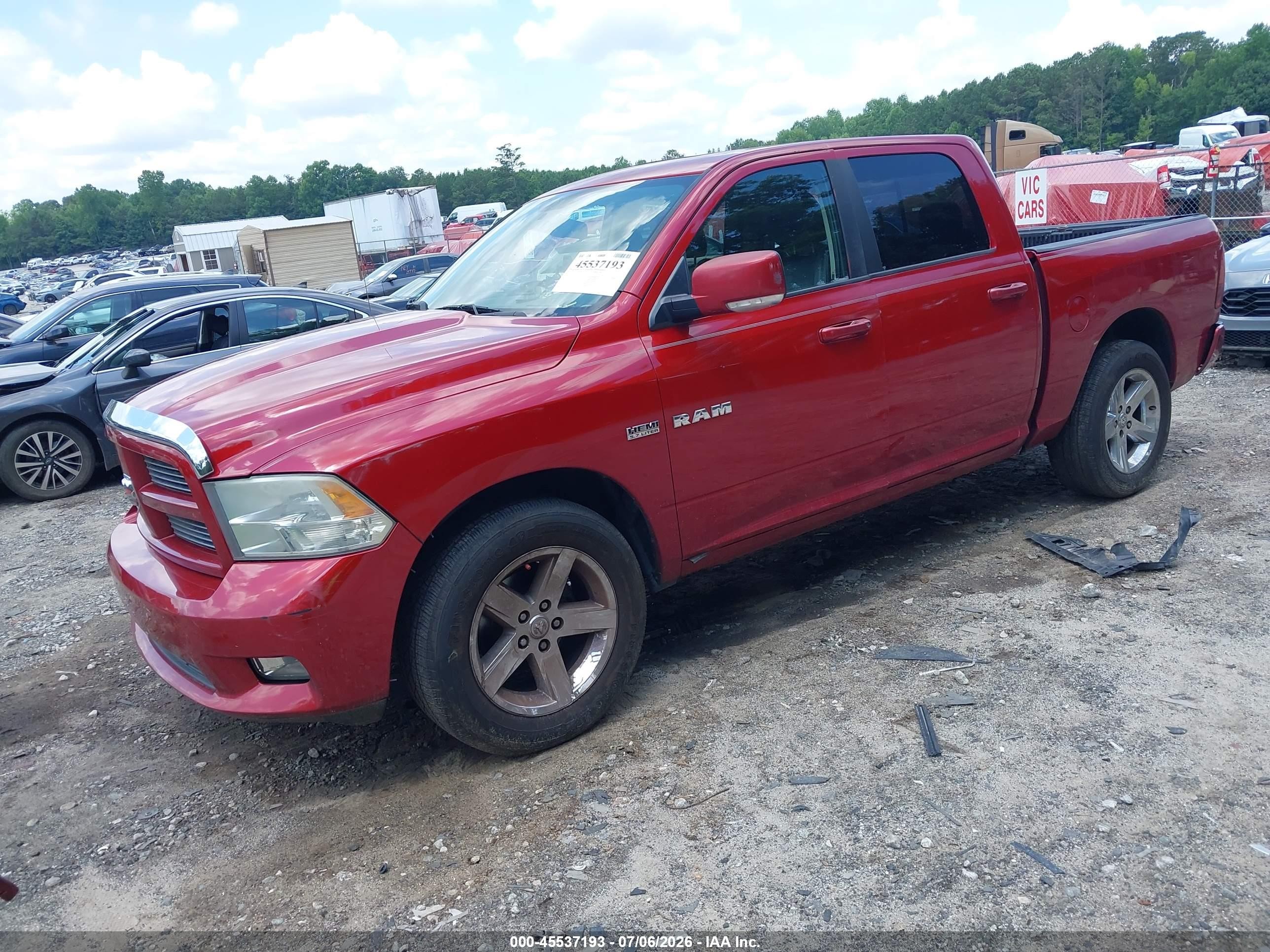 2010 Dodge Ram 1500 Slt/sport/trx Red vin: 1D7RB1CT2AS179716