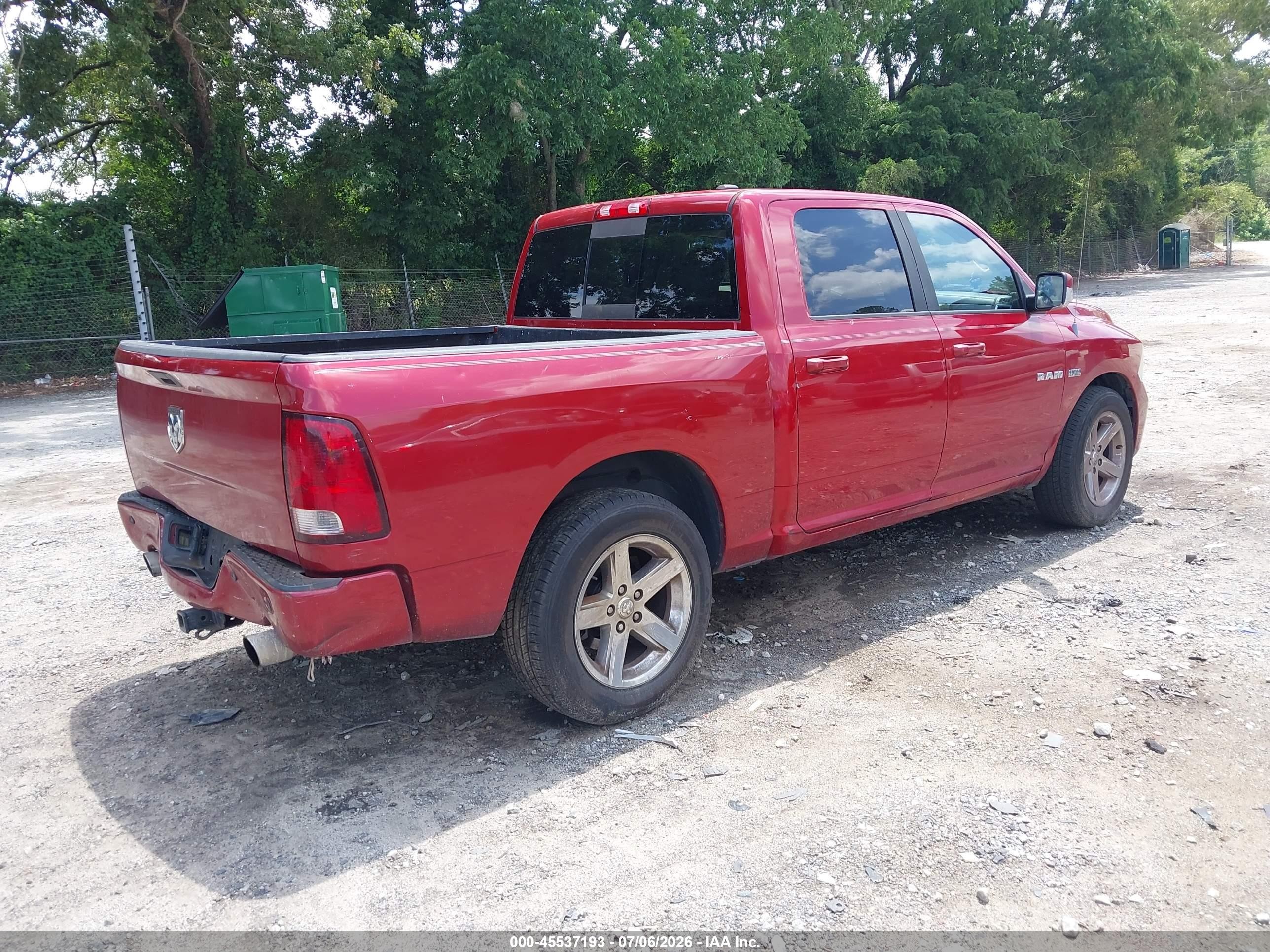 2010 Dodge Ram 1500 Slt/sport/trx Red vin: 1D7RB1CT2AS179716