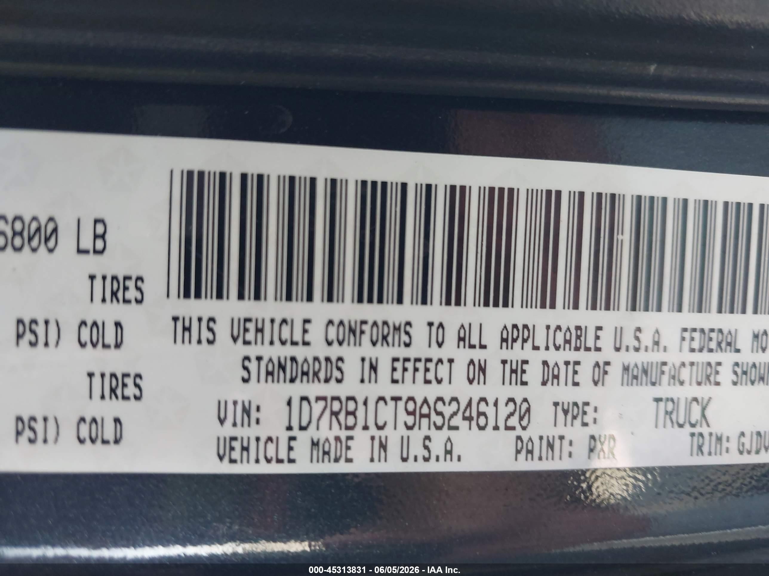 2010 Dodge Ram 1500 Laramie Black vin: 1D7RB1CT9AS246120