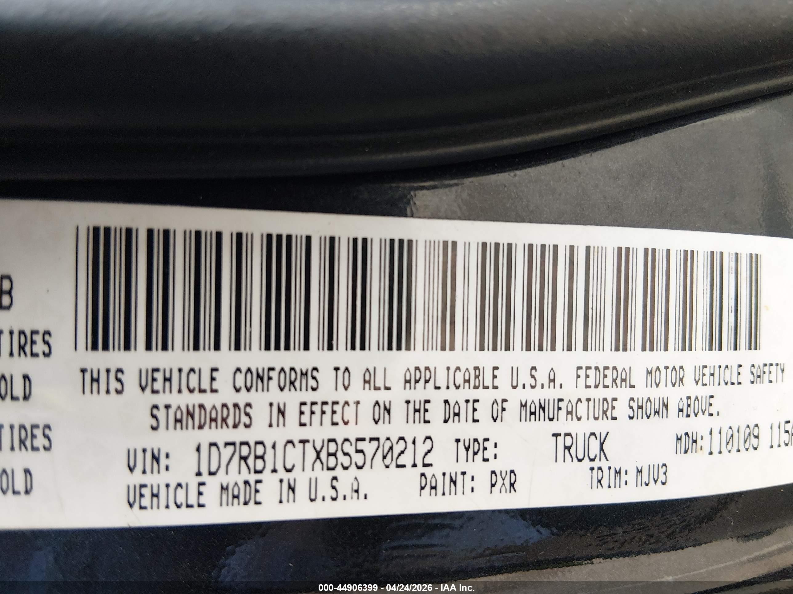 2011 Ram Ram 1500 Slt Black vin: 1D7RB1CTXBS570212