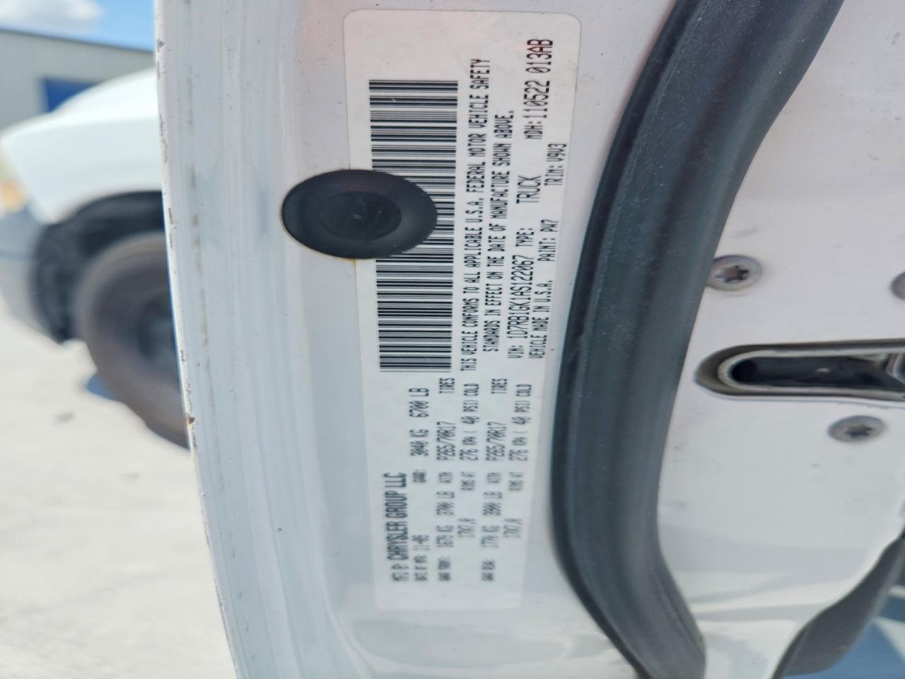 2010 Dodge Ram 1500 White vin: 1D7RB1GK1AS122067