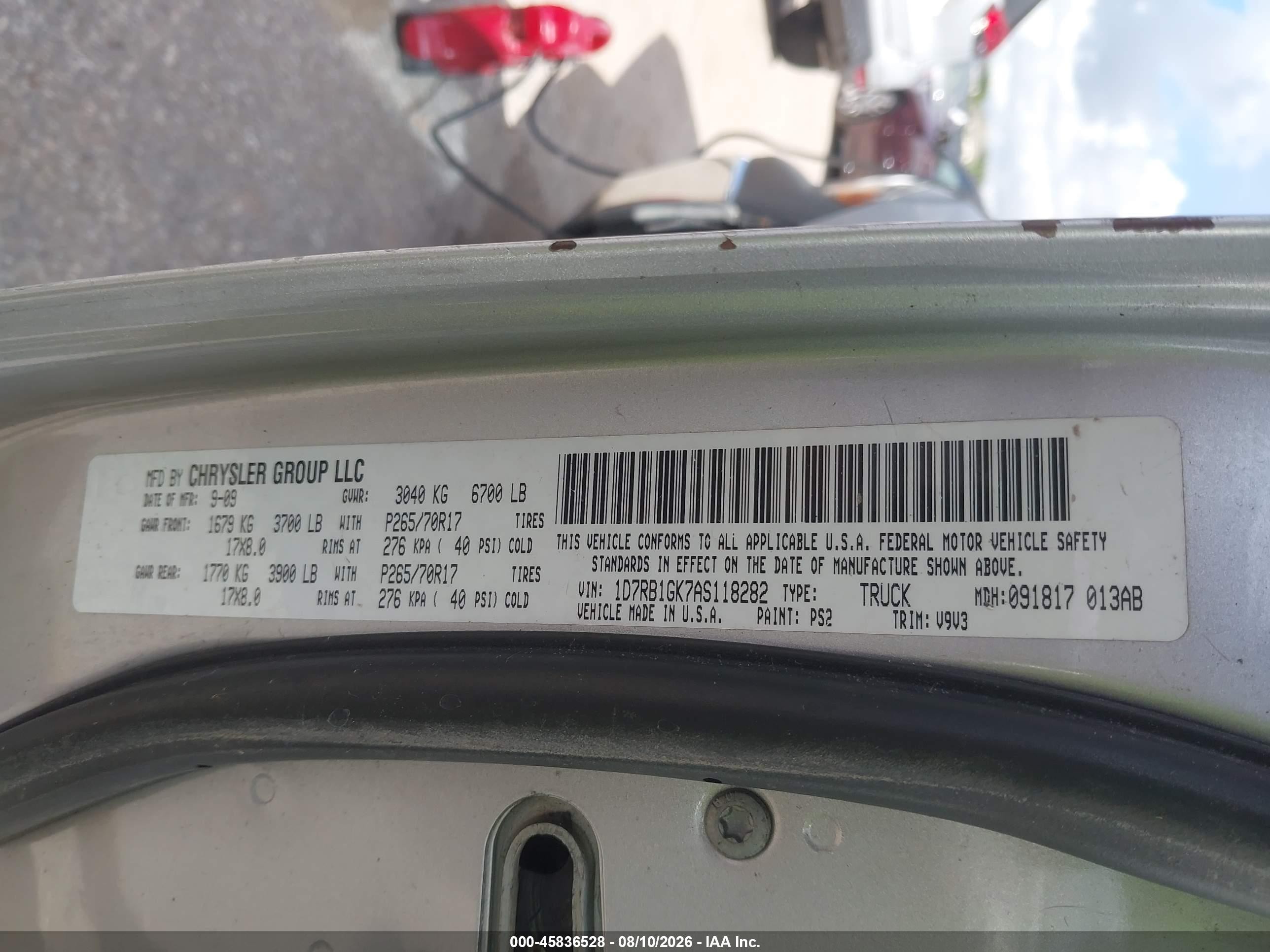 2010 Dodge Ram 1500 St Silver vin: 1D7RB1GK7AS118282