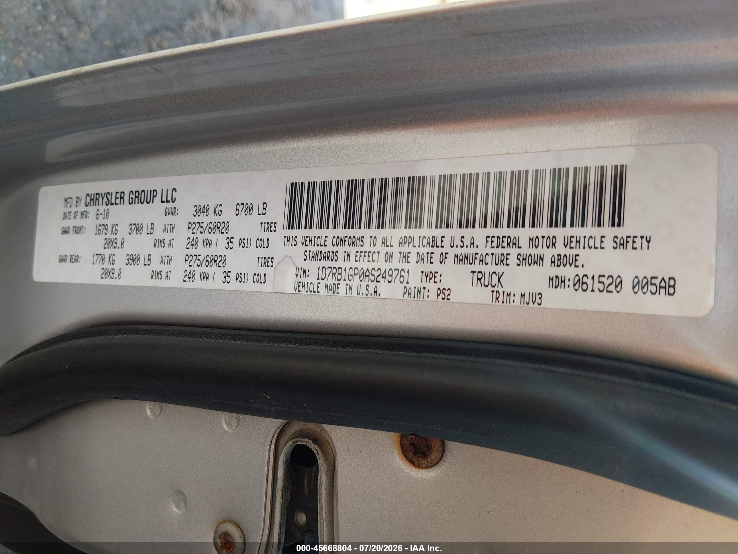 2010 Dodge Ram 1500 Slt/sport/trx Silver vin: 1D7RB1GP0AS249761