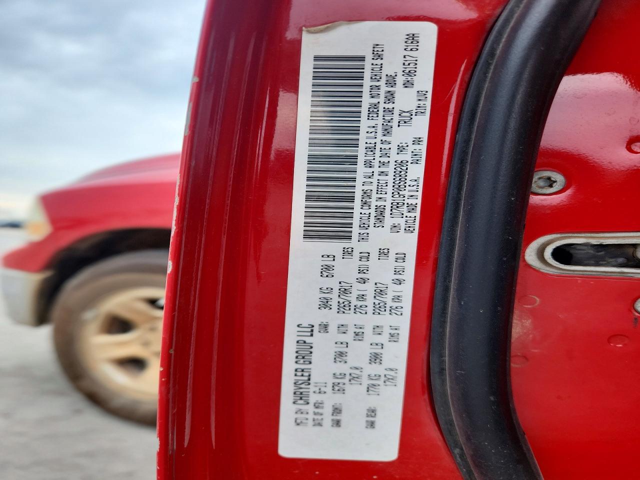 2011 Dodge 1500 Ram V Red vin: 1D7RB1GP0BS689206