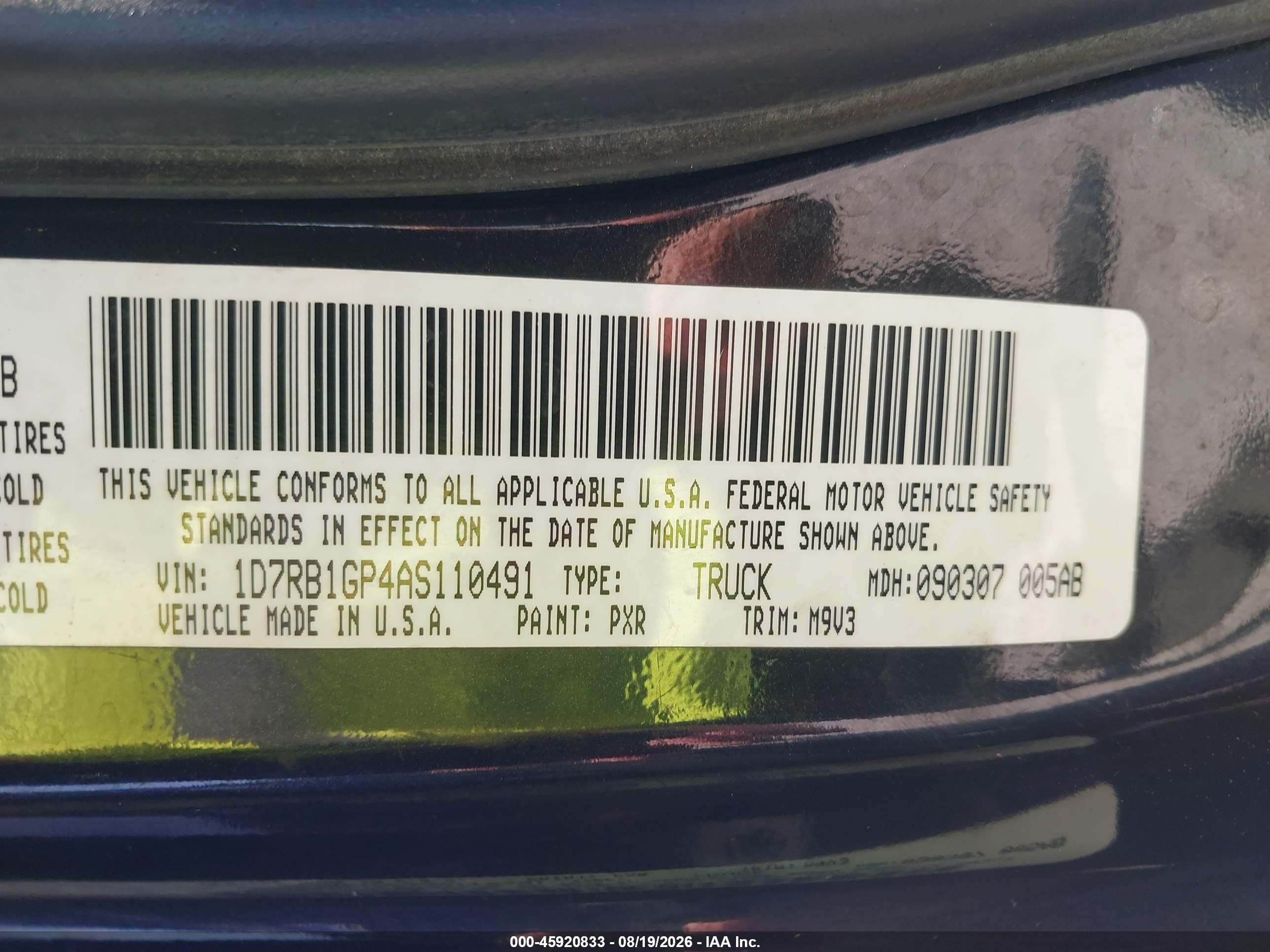 2010 Dodge Ram 1500 Slt/sport/trx Black vin: 1D7RB1GP4AS110491