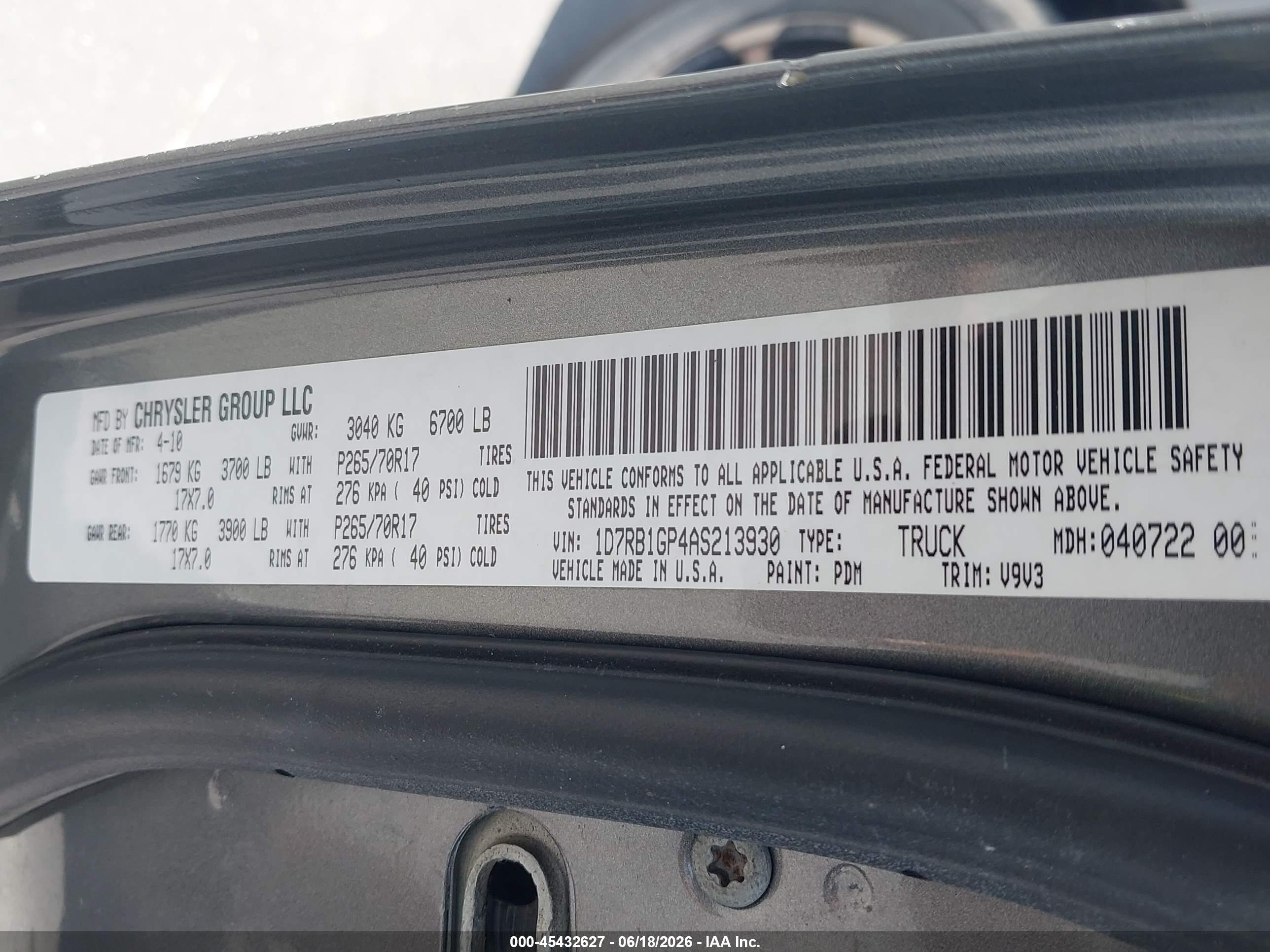 2010 Dodge Ram 1500 St Gray vin: 1D7RB1GP4AS213930