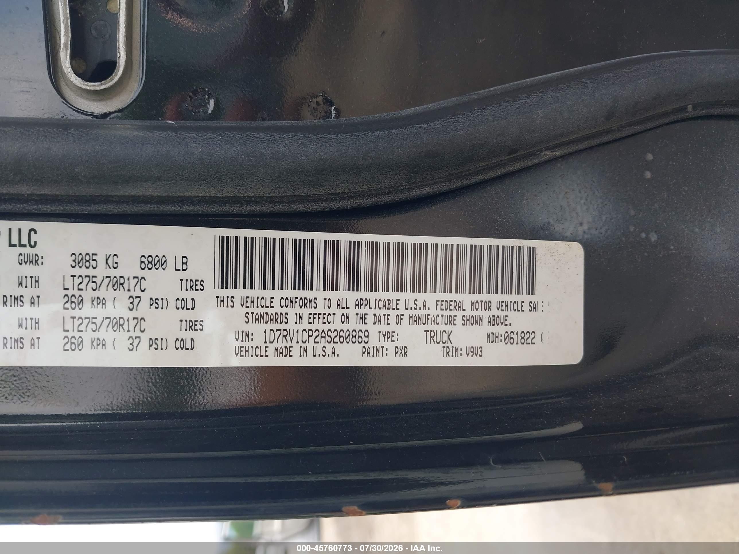 2010 Dodge Ram 1500 Slt/sport/trx Черный vin: 1D7RV1CP2AS260869
