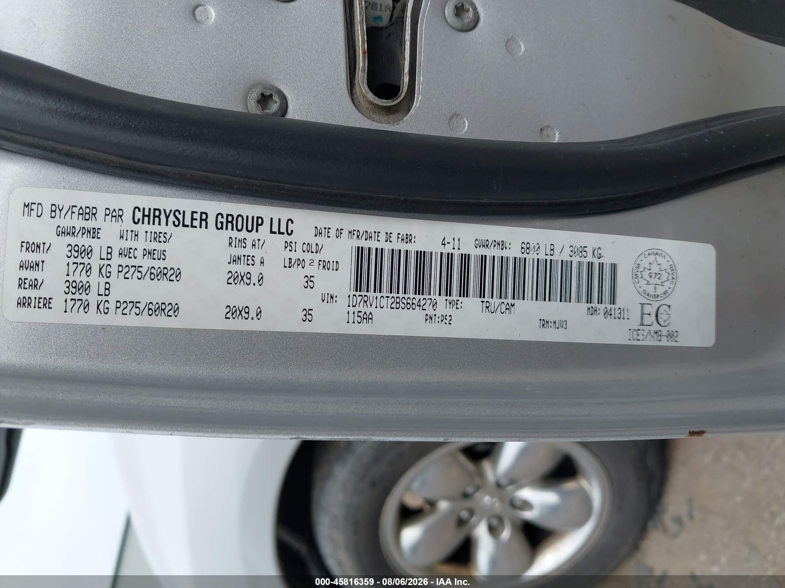 2011 Ram Ram 1500 Slt Серебряный vin: 1D7RV1CT2BS664270