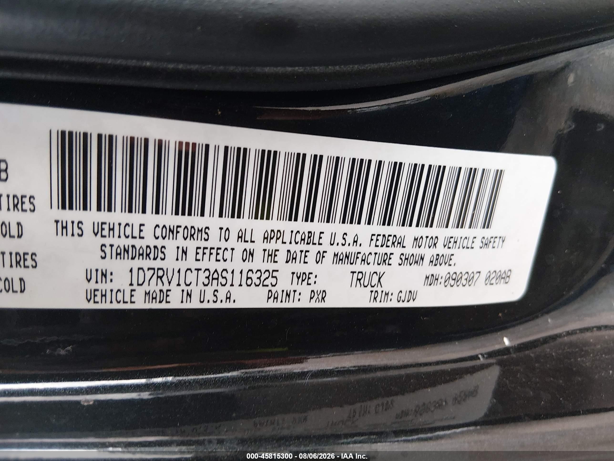 2010 Dodge Ram 1500 Laramie Black vin: 1D7RV1CT3AS116325