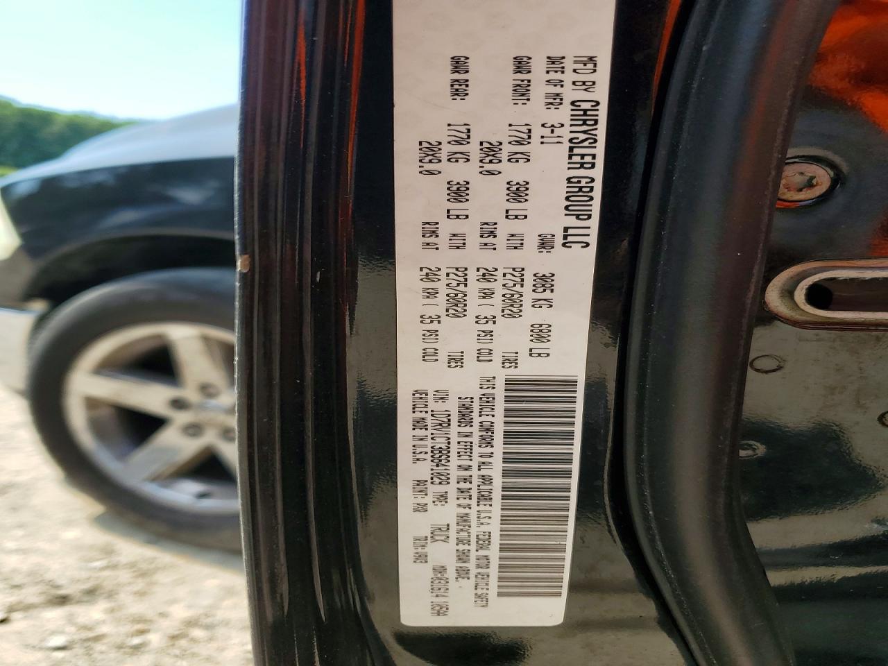 2011 Dodge Ram 1500 Black vin: 1D7RV1CT3BS641029