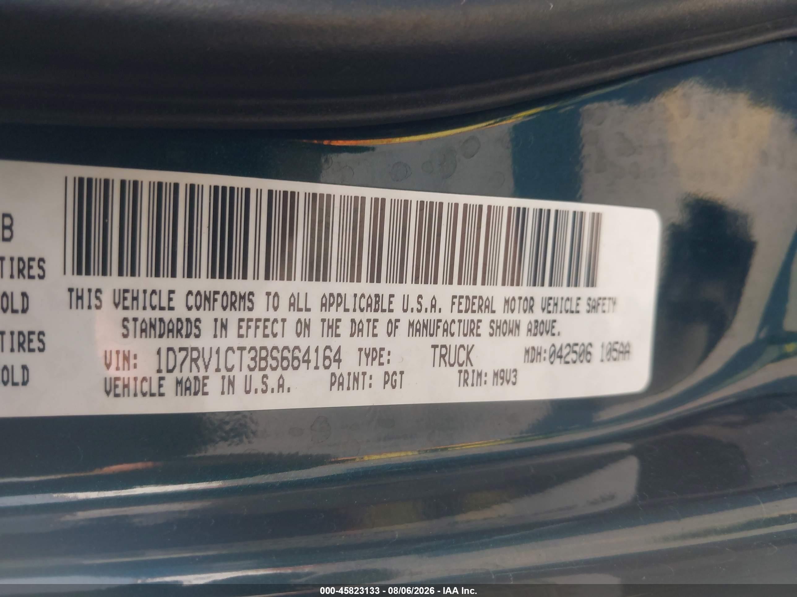 2011 Ram Ram 1500 Slt Black vin: 1D7RV1CT3BS664164