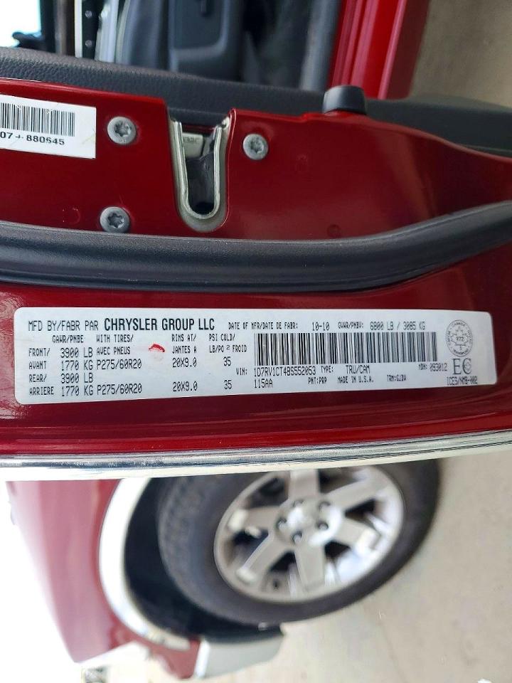 2011 Dodge Ram 1500 Red vin: 1D7RV1CT4BS552053