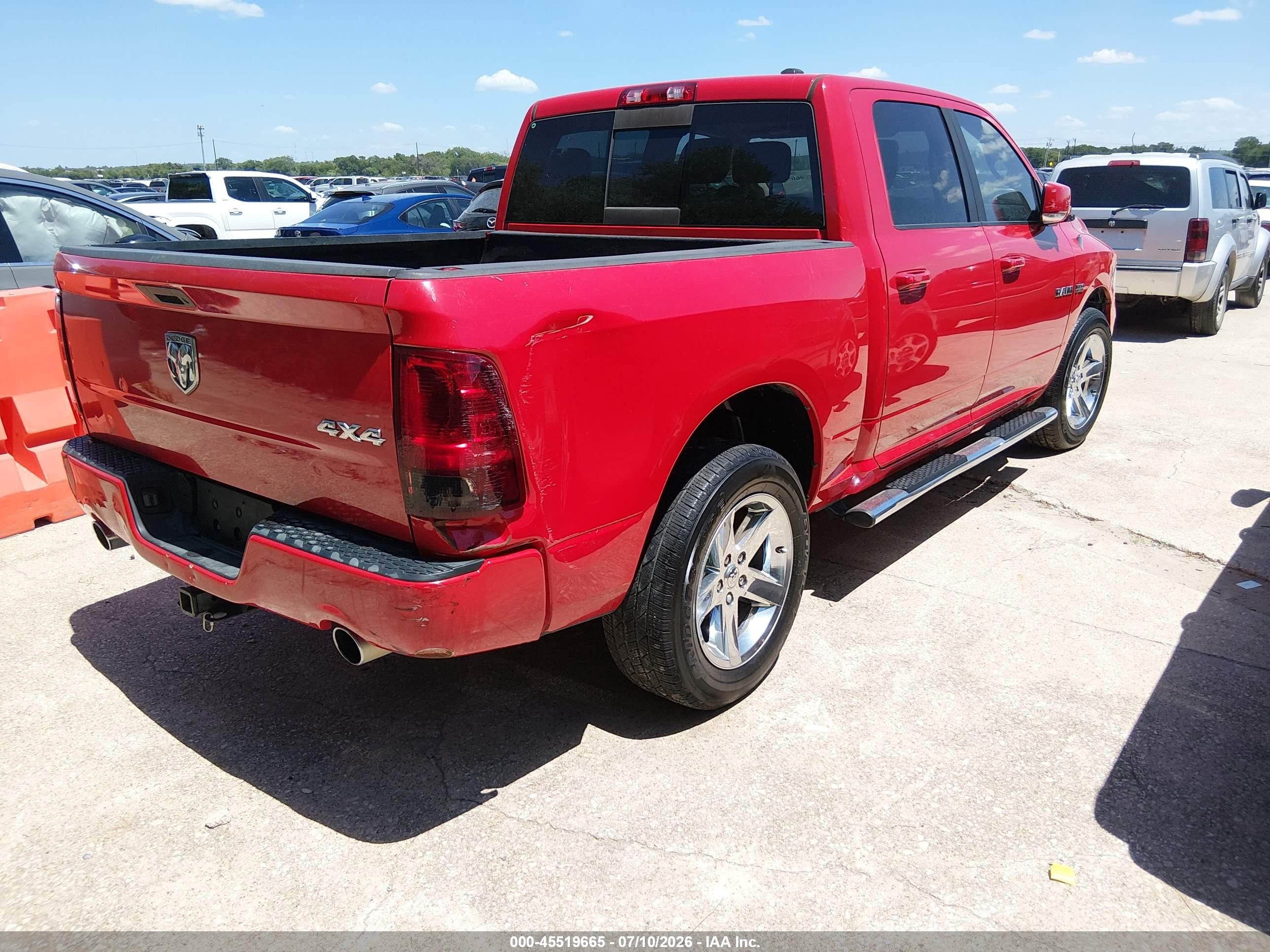 2010 Dodge Ram 1500 Slt/sport/trx Red vin: 1D7RV1CT6AS194369