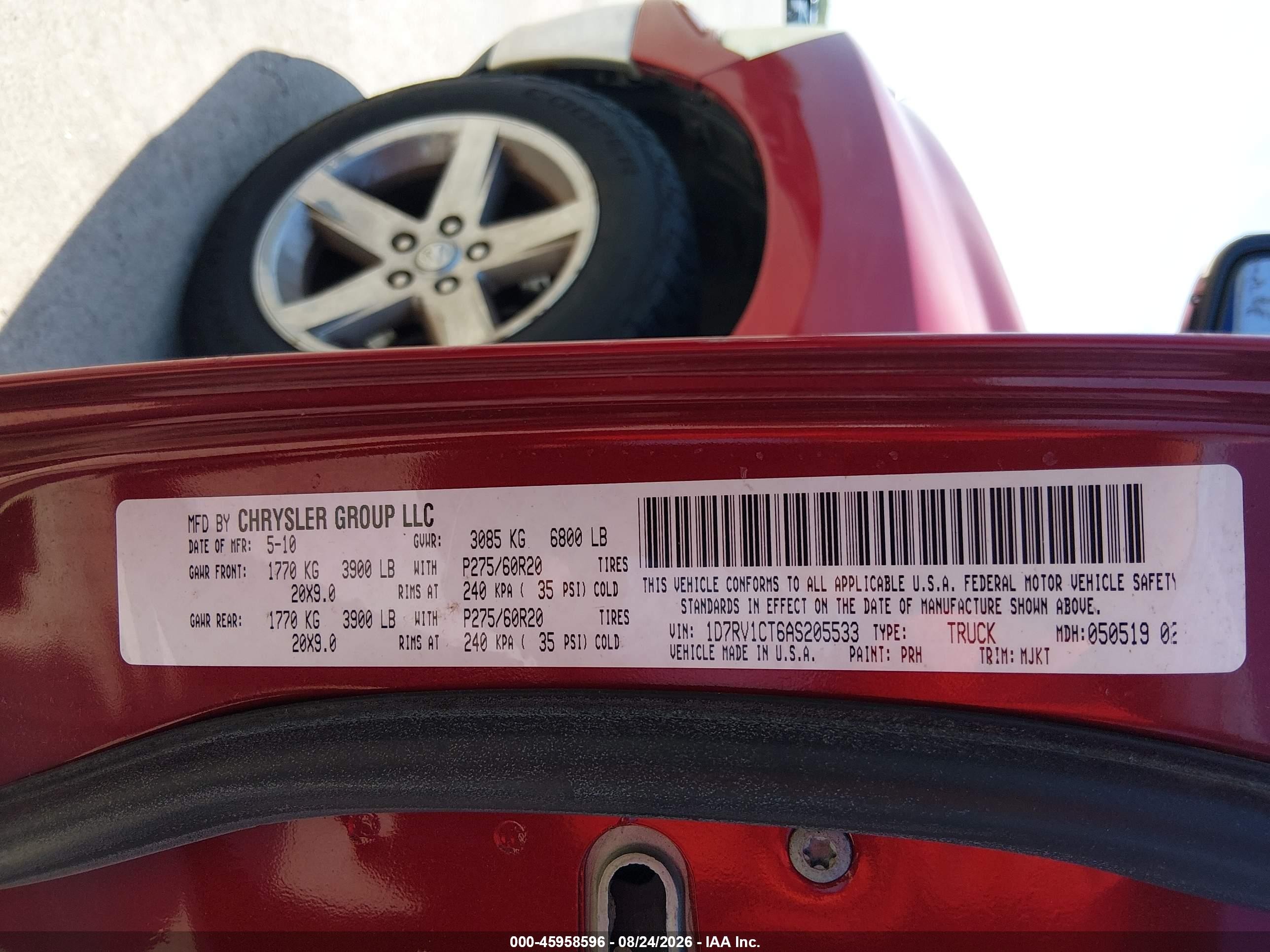 2010 Dodge Ram 1500 Slt/sport/trx Красный vin: 1D7RV1CT6AS205533