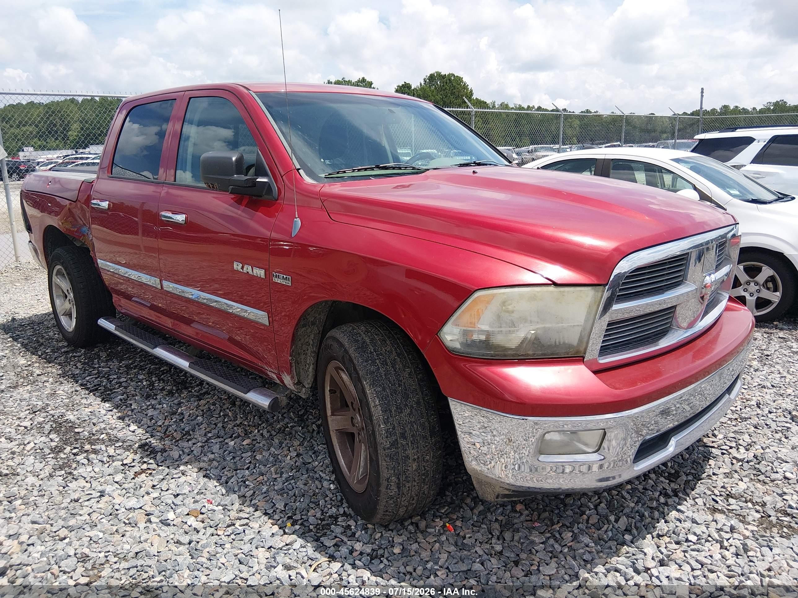 2010 Dodge Ram 1500 Slt/sport/trx Red vin: 1D7RV1CT6AS258118