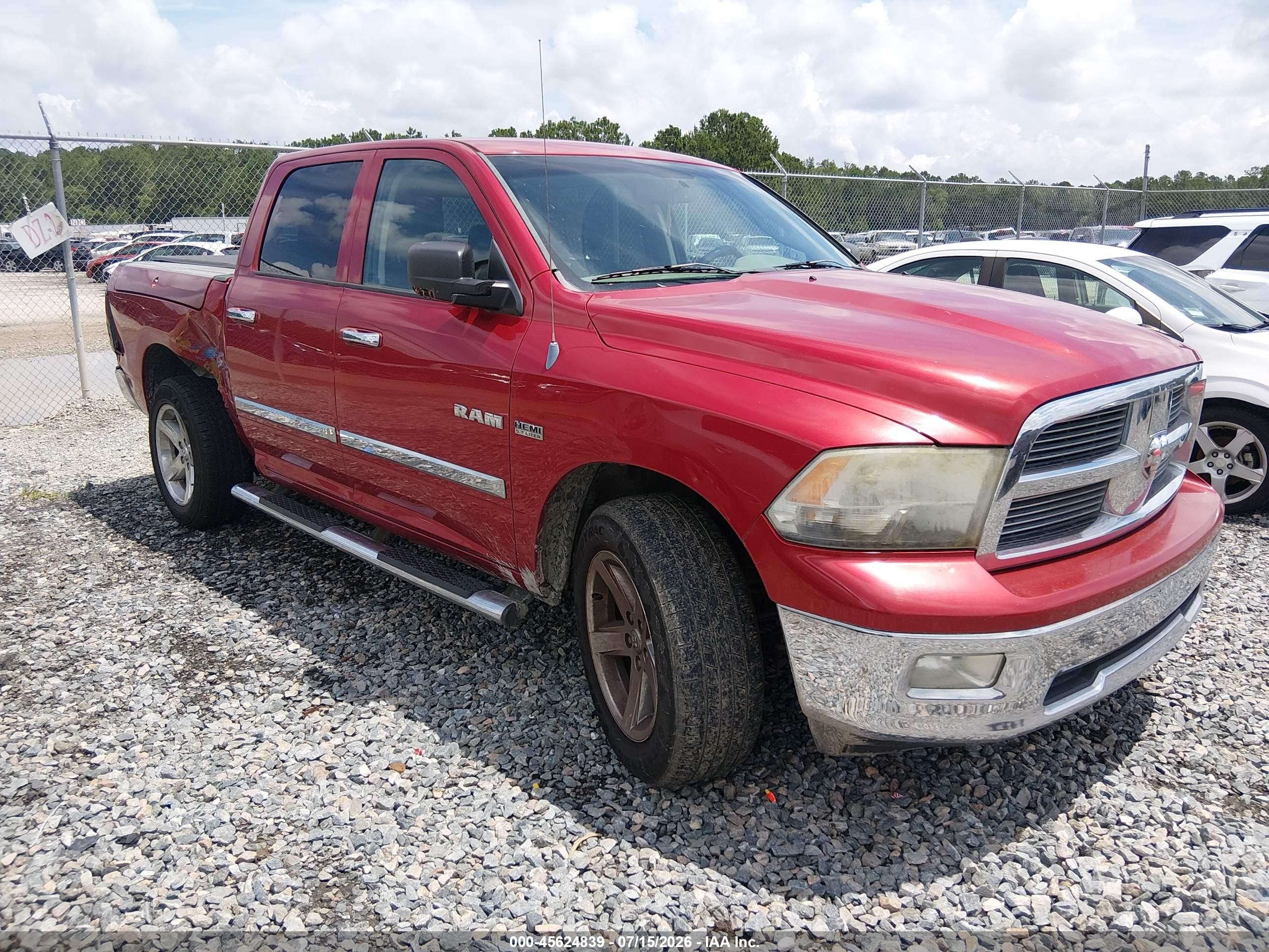 2010 Dodge Ram 1500 Slt/sport/trx Red vin: 1D7RV1CT6AS258118