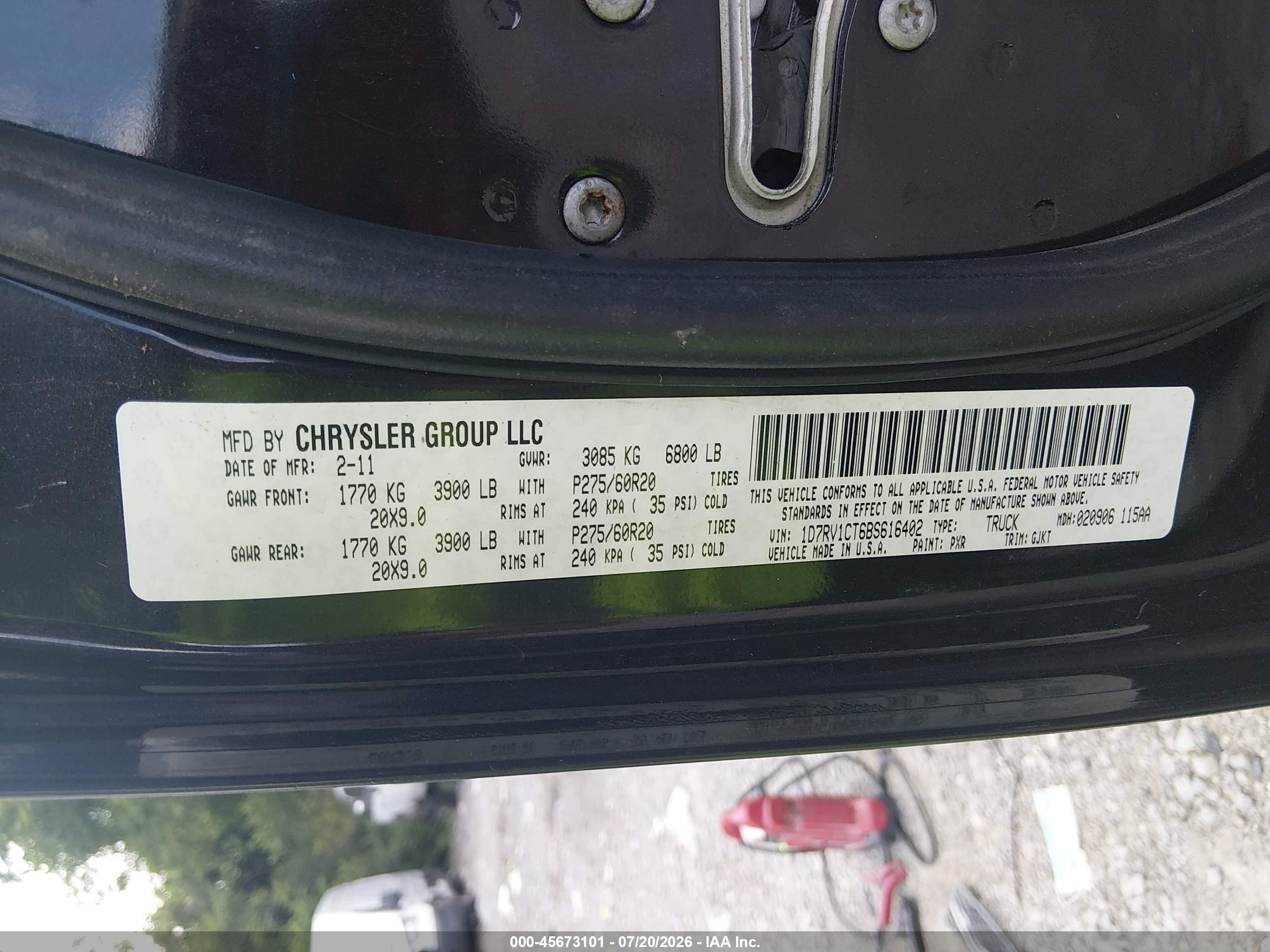 2011 Ram Ram 1500 Laramie Черный vin: 1D7RV1CT6BS616402