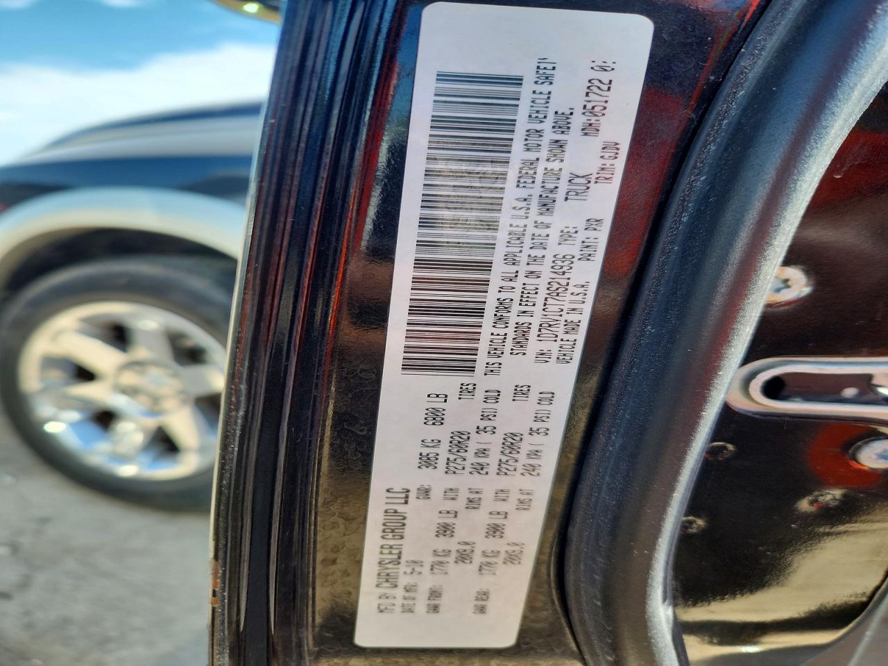 2010 Dodge Ram 1500 Black vin: 1D7RV1CT7AS214936
