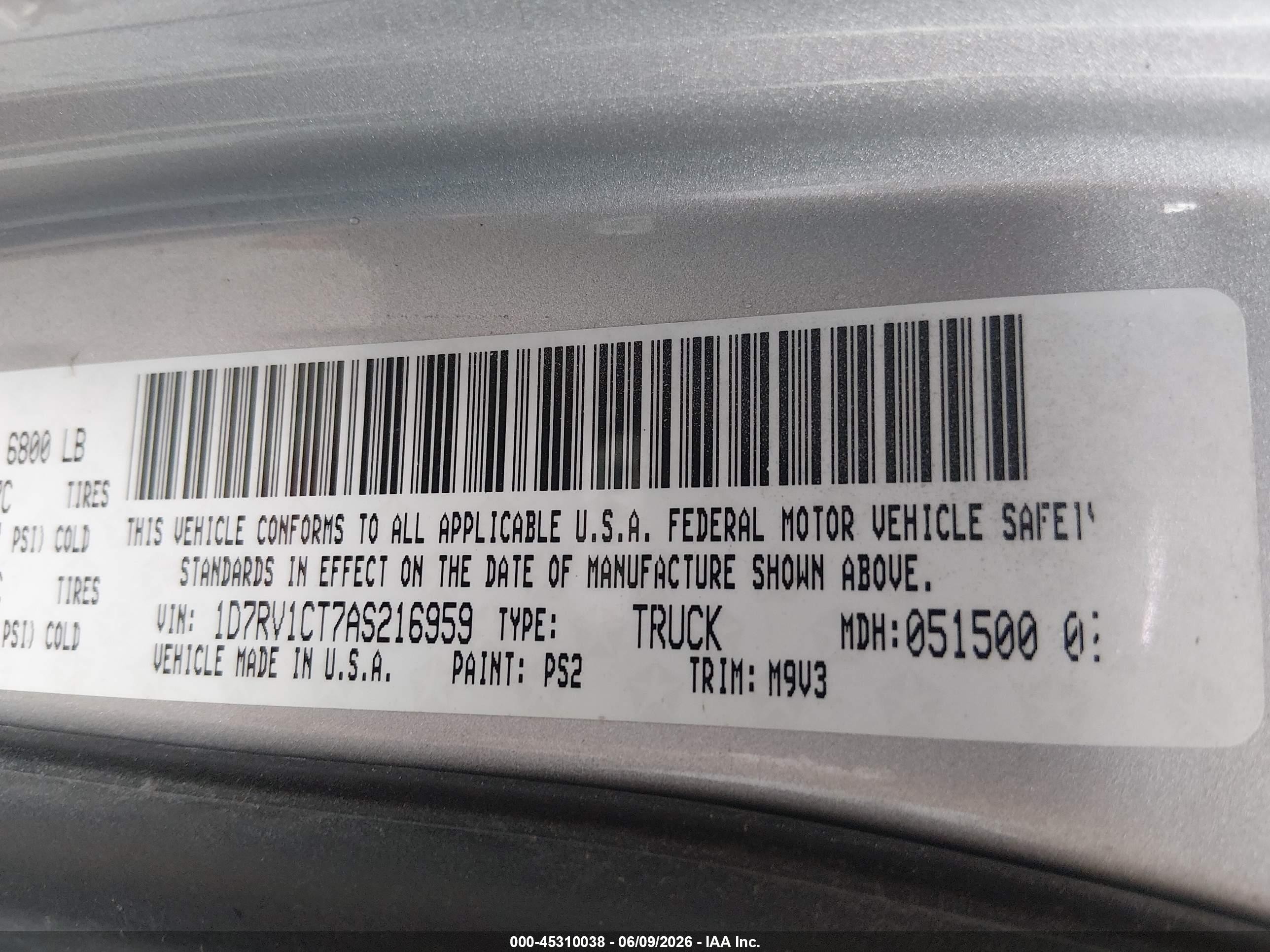 2010 Dodge Ram 1500 Slt/sport/trx Silver vin: 1D7RV1CT7AS216959