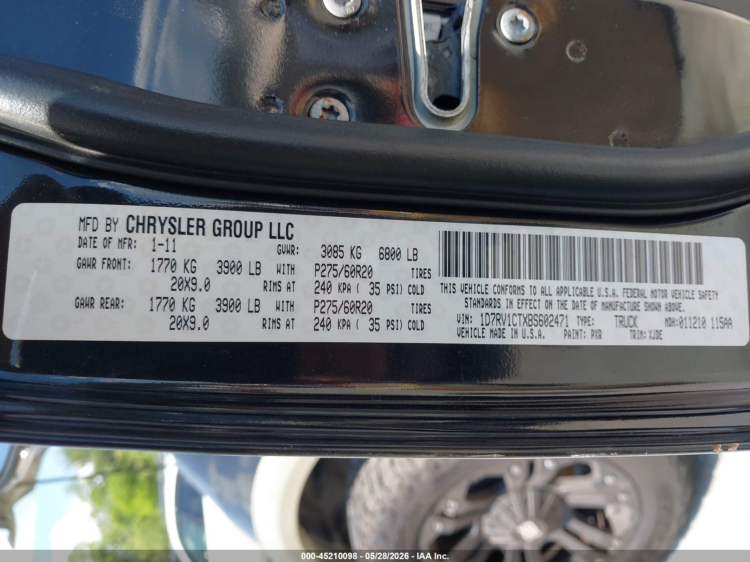 2011 Ram Ram 1500 Laramie Longhorn Черный vin: 1D7RV1CTXBS602471